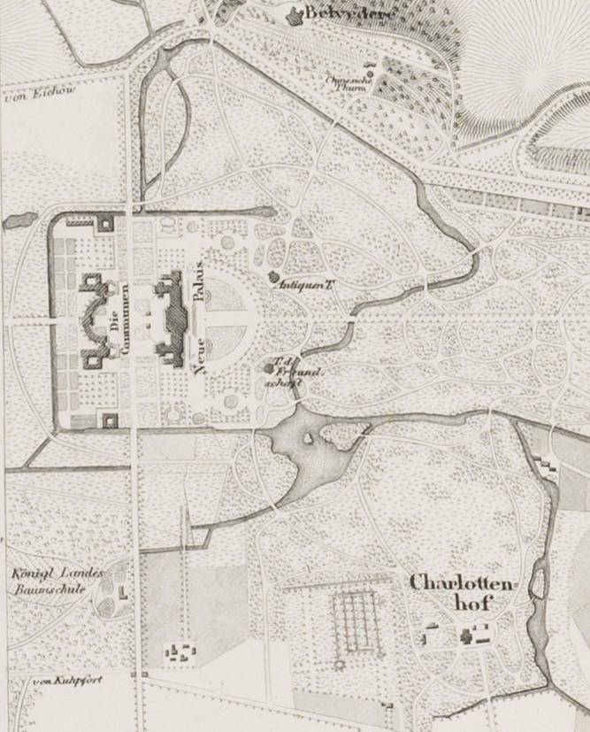 Stadtkarte von Potsdam mit Sehenswürdigkeiten, aus Meyers Städte-Atlas No. 5