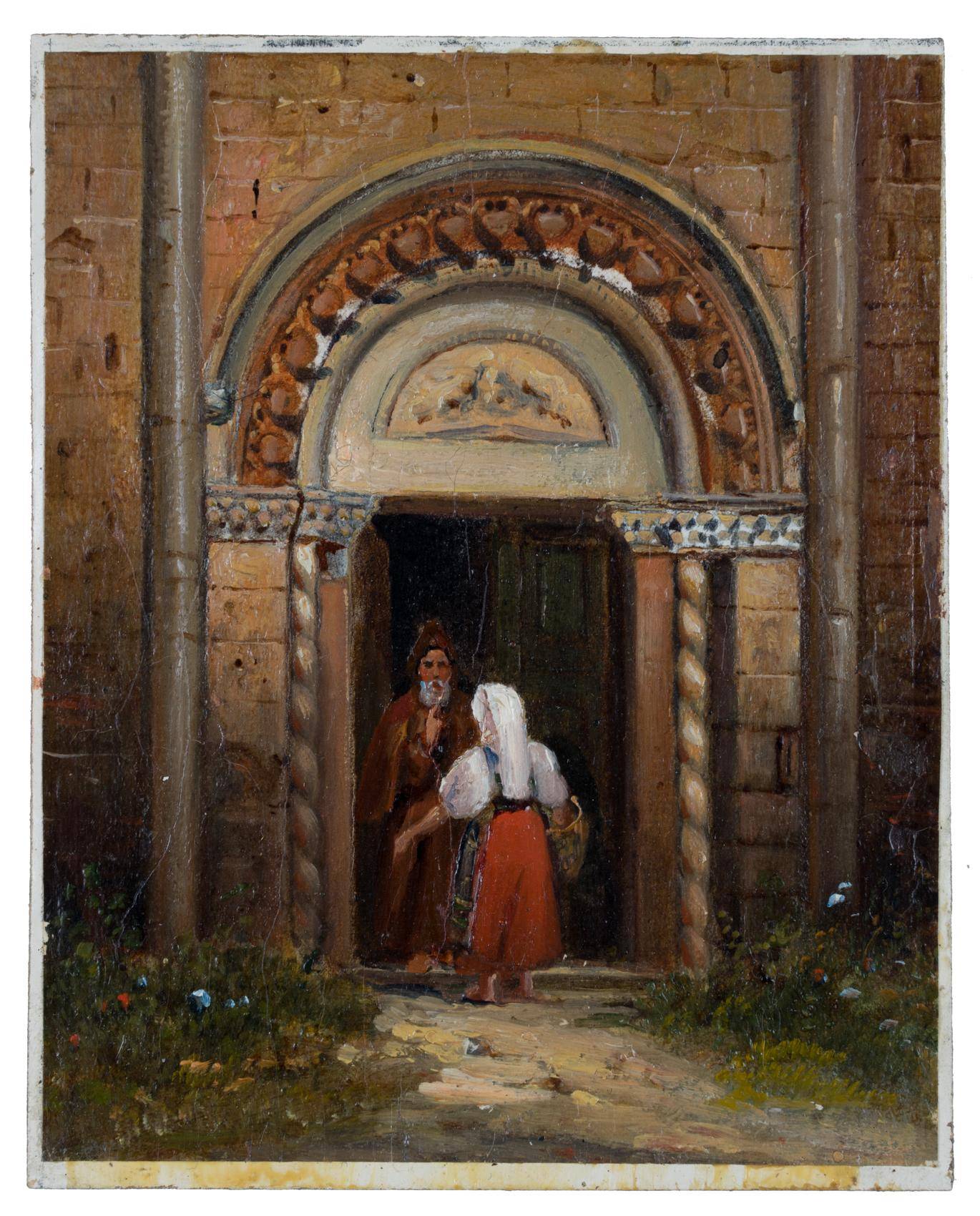 Zwiegespräch am Kirchenportal