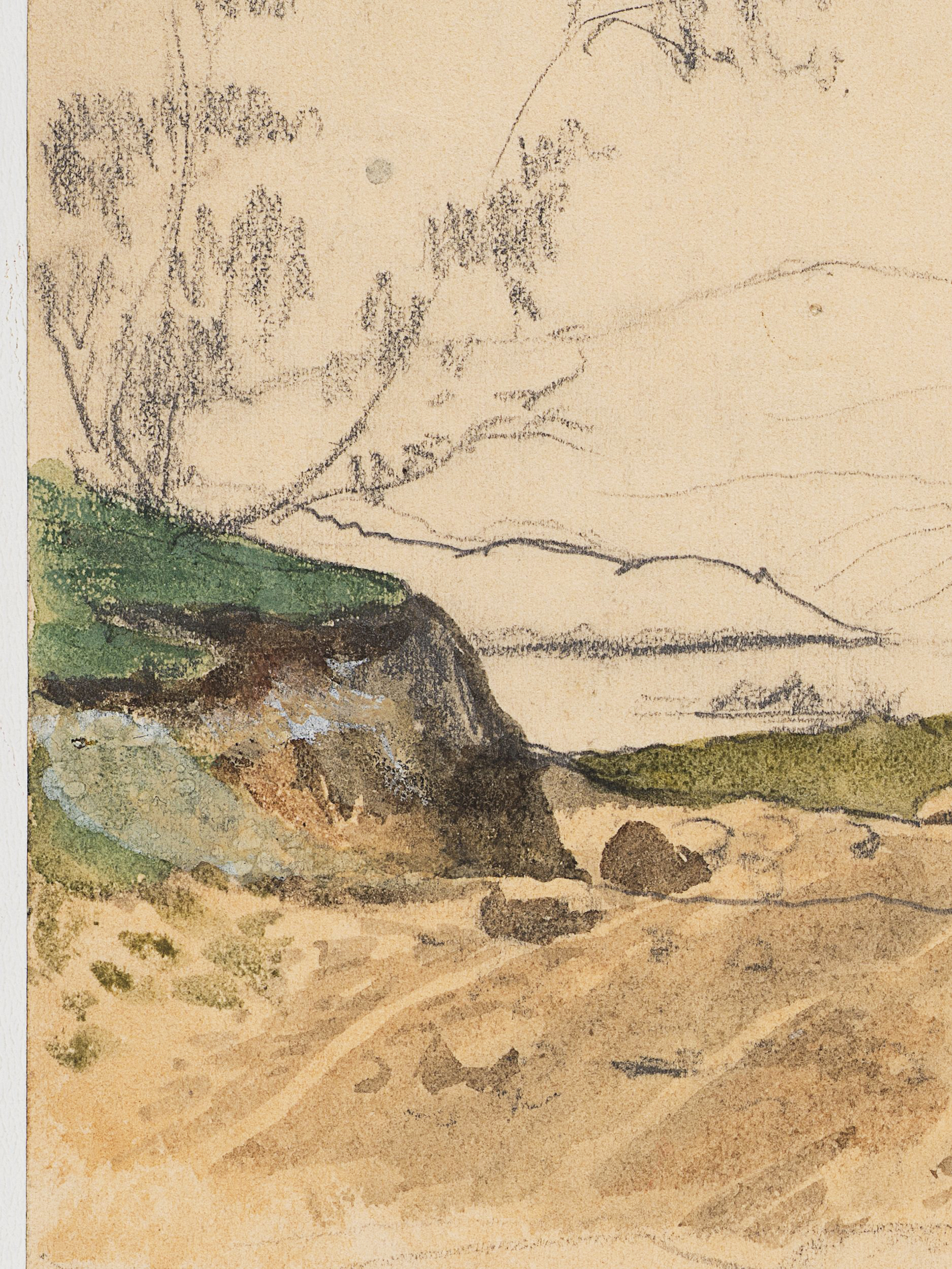 Landschaftsstudie mit Baum und Felsen