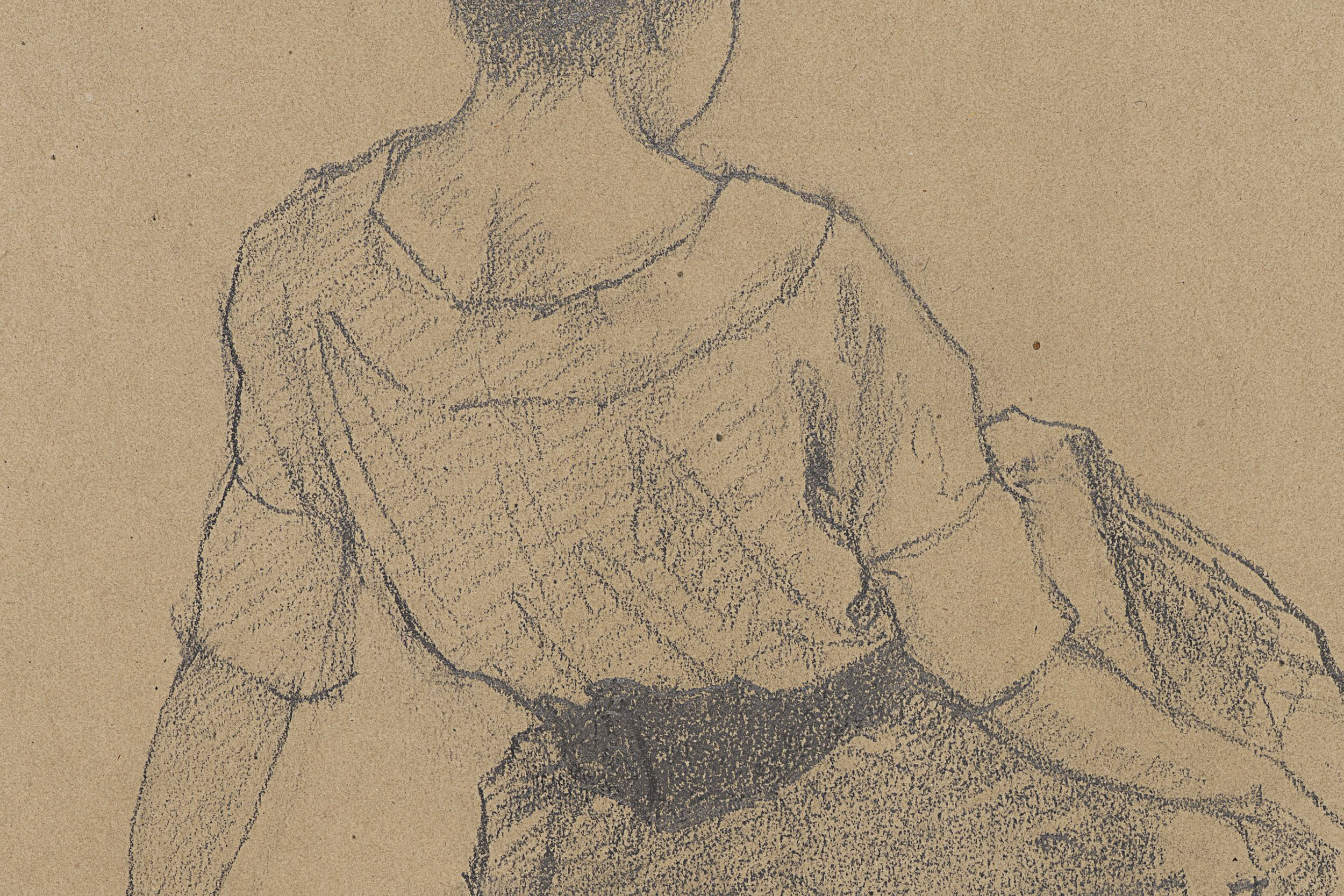 Sitzende Frau von hinten