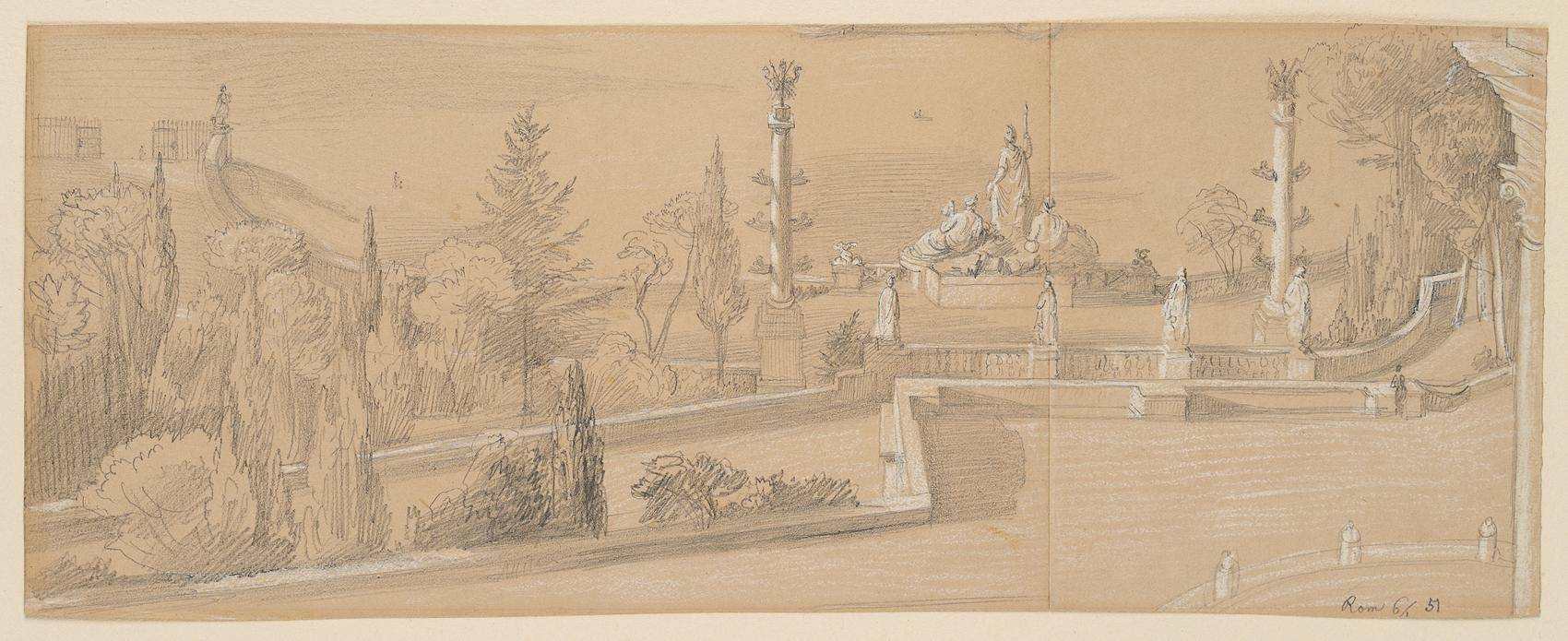 Abhang des Pincio in Rom zur Piazza del Popolo
