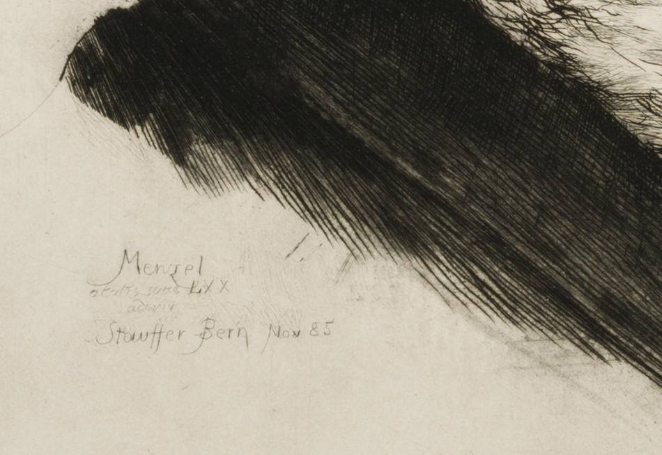 Profilporträt des Künstlers Adolph von Menzel (1815-1905) im Alter von 70 Jahren