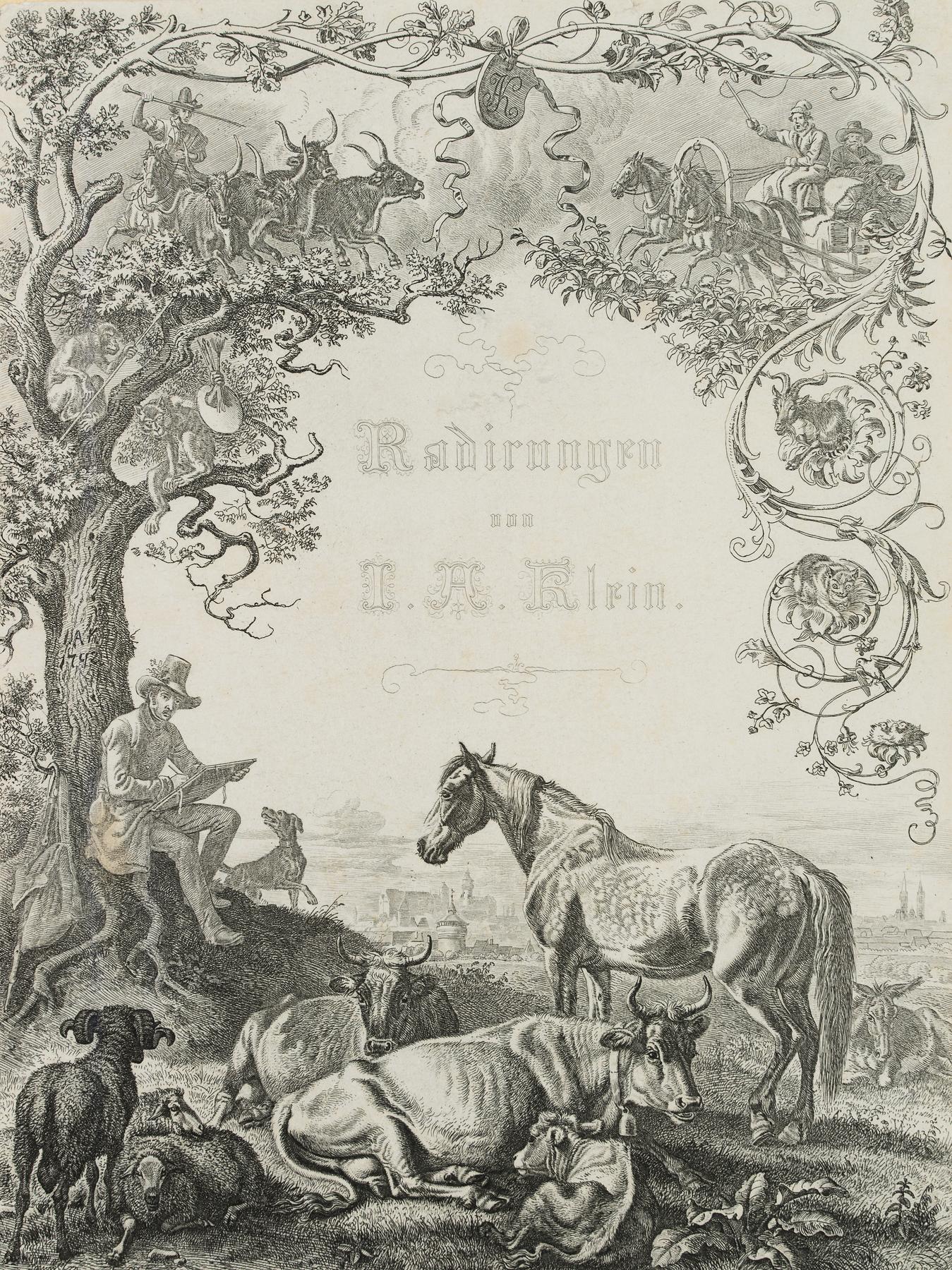 Titelblatt der Zeh'schen Ausgabe "Radirungen von J. A. Klein"