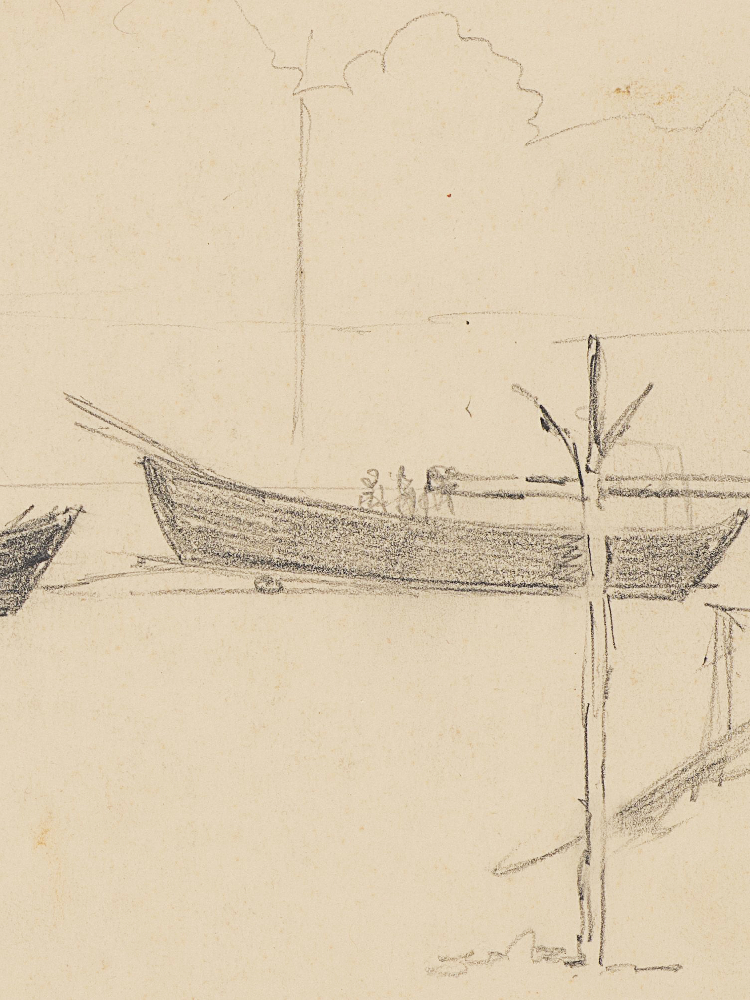 Studie einiger Segelboote mit Landschaft