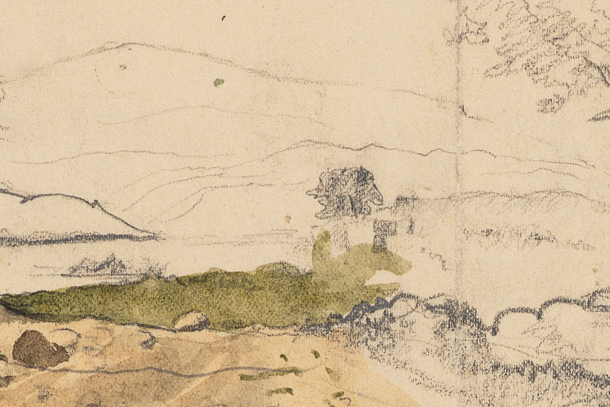 Landschaftsstudie mit Baum und Felsen