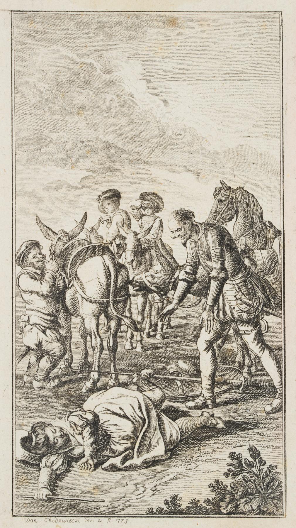 Don Quixote hilft der vom Esel gestürzten Dulcinea