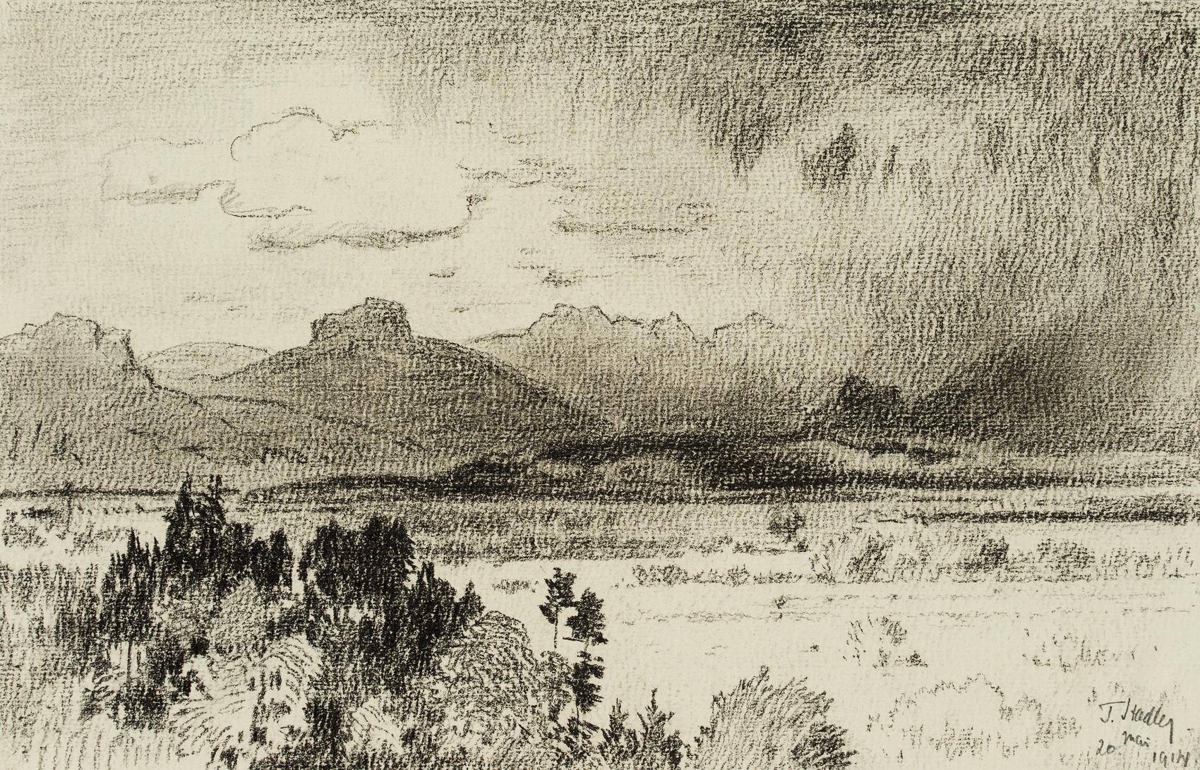 Gebirgslandschaft mit aufziehendem Unwetter