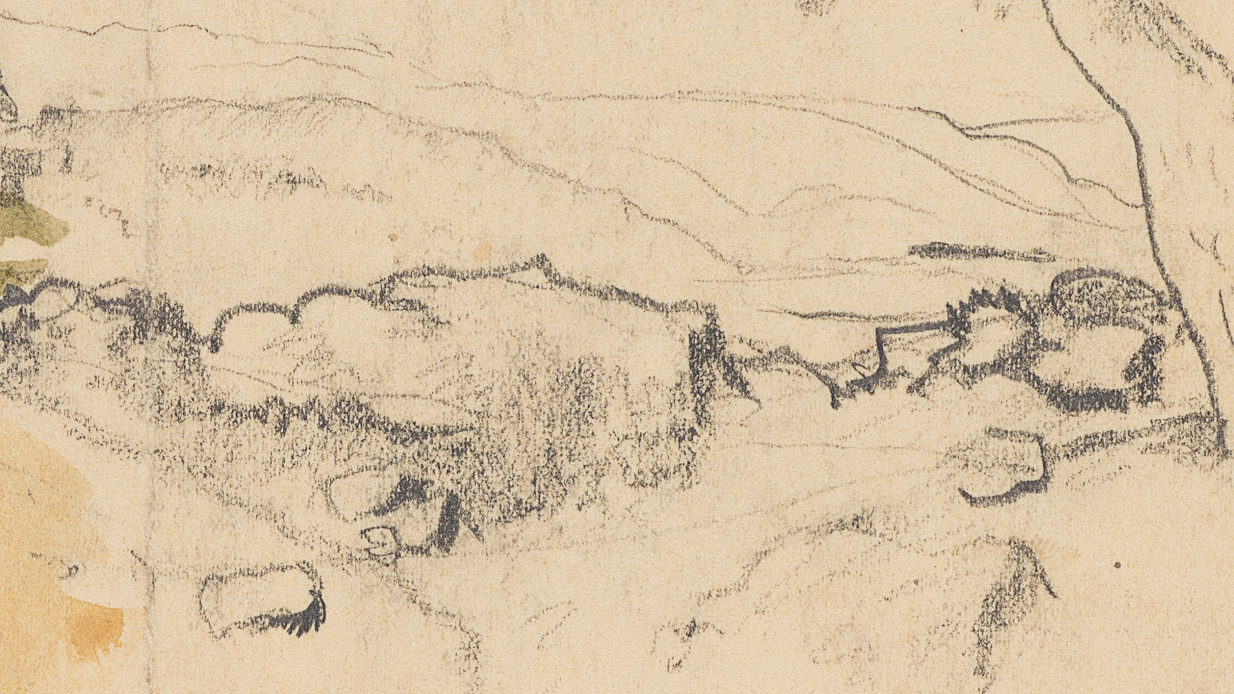 Landschaftsstudie mit Baum und Felsen