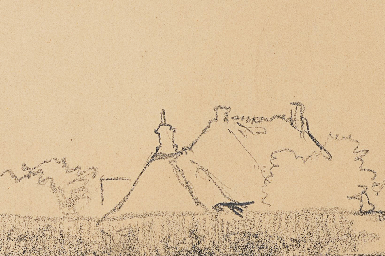 Ländliche Landschaft mit Bäumen und Gehöft
