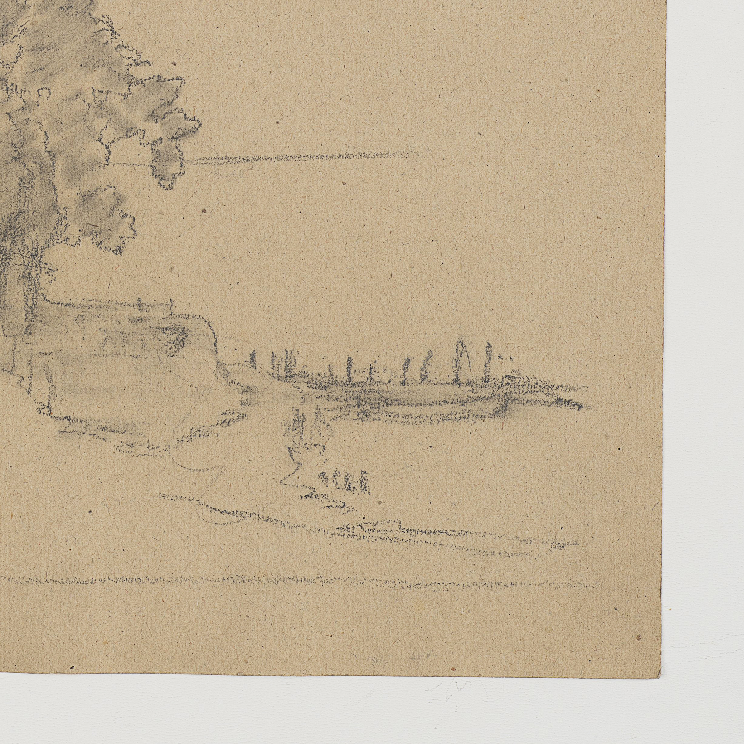 Zweiteilige Landschaftsstudie mit Hafen und Haus