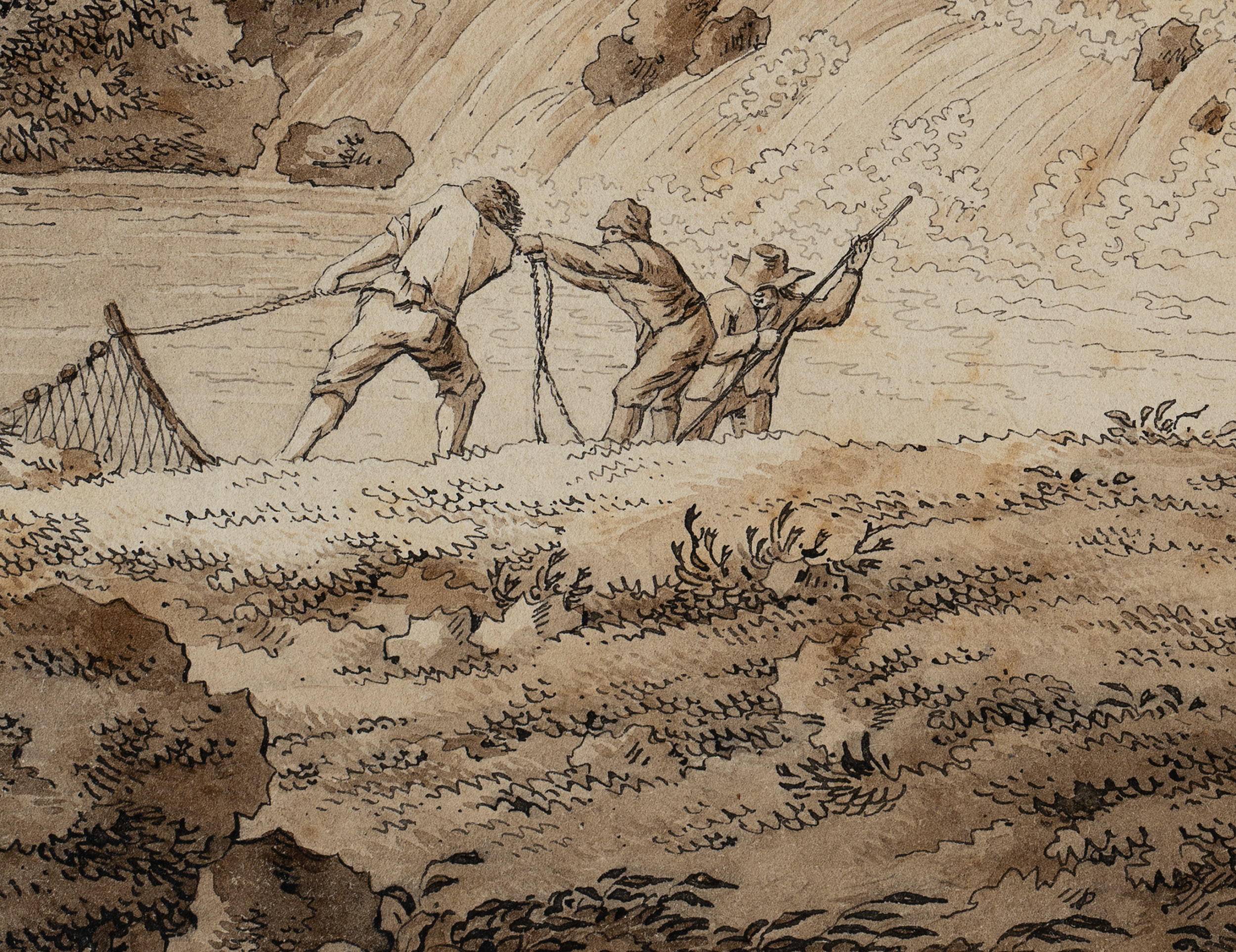 Flusslandschaft mit Fischern