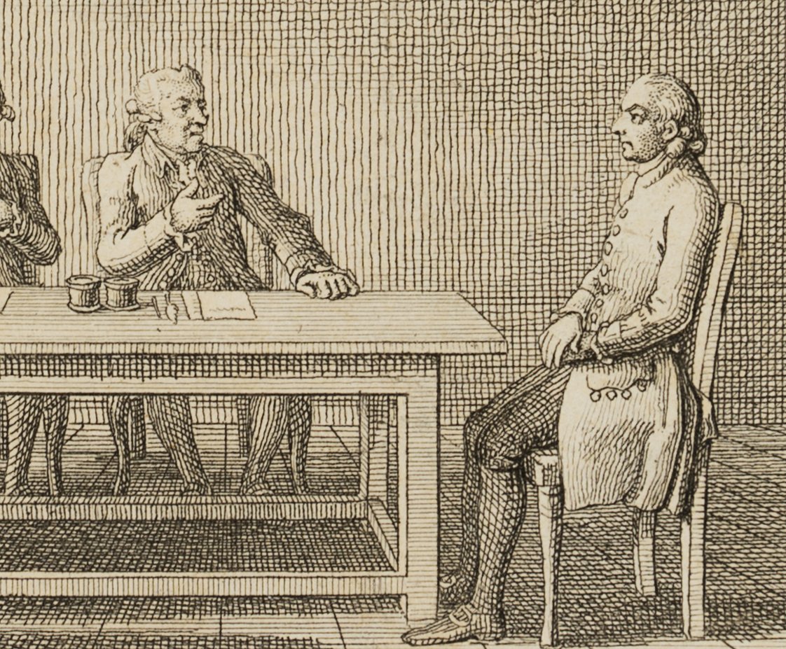 Dr. Bahrdt vor der königlichen Kommission