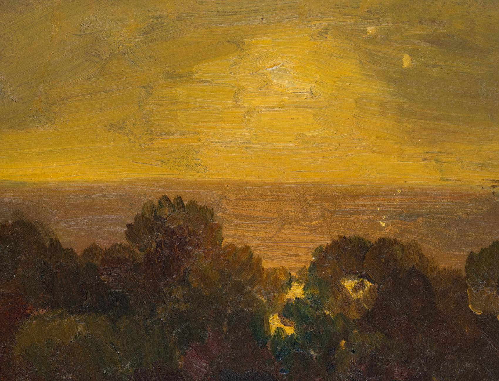 Landschaft mit tiefstehender Sonne