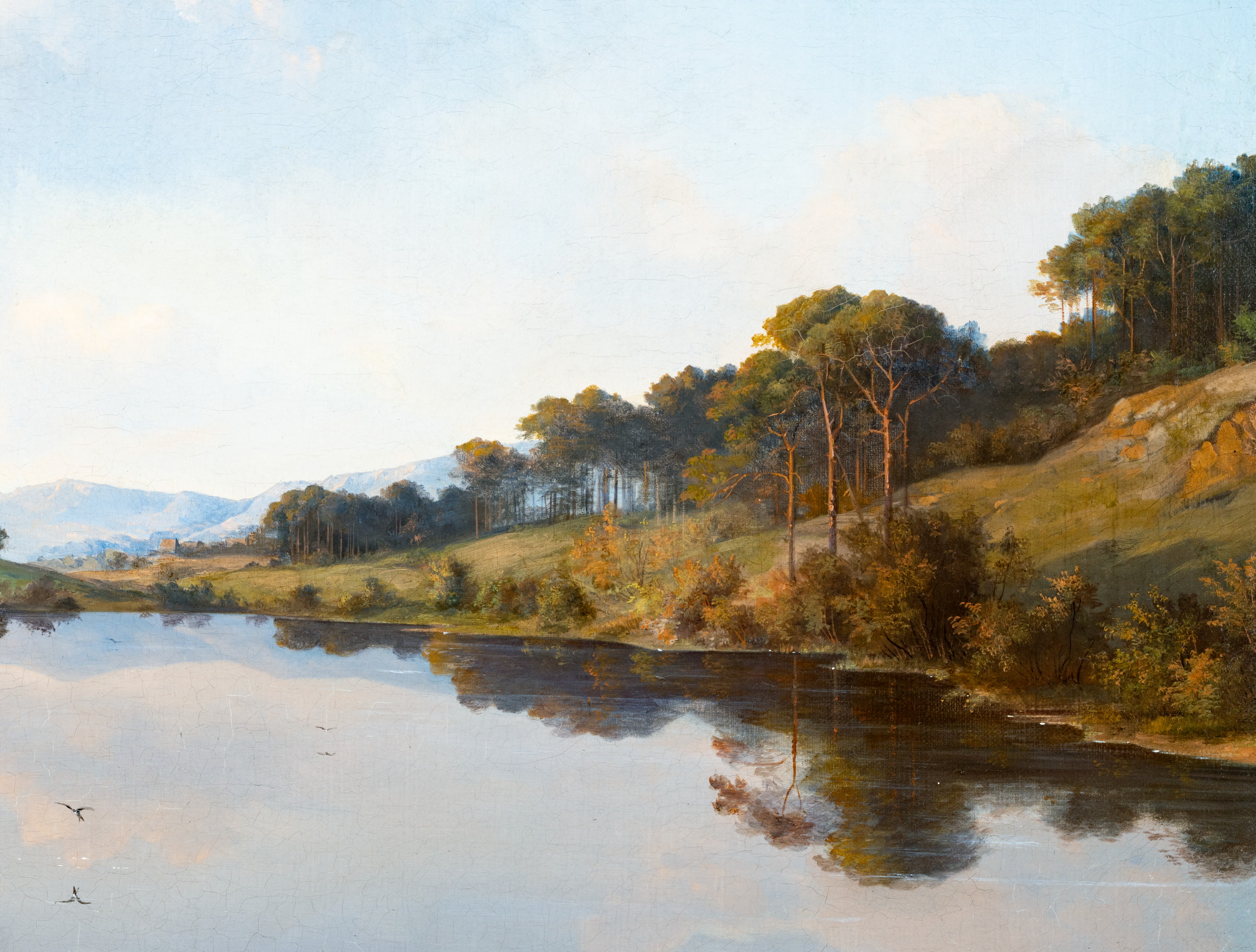 Sächsische Landschaft mit See und Hütte