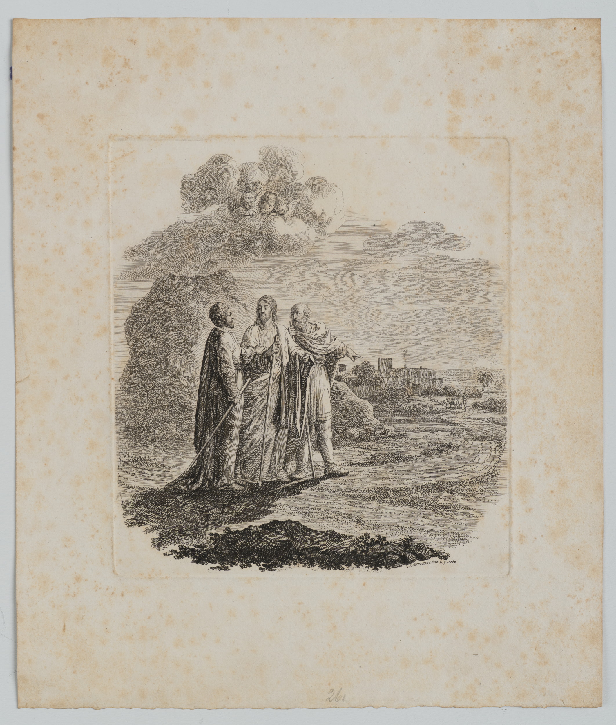 Die Jünger zu Emaus. Erstes Blatt