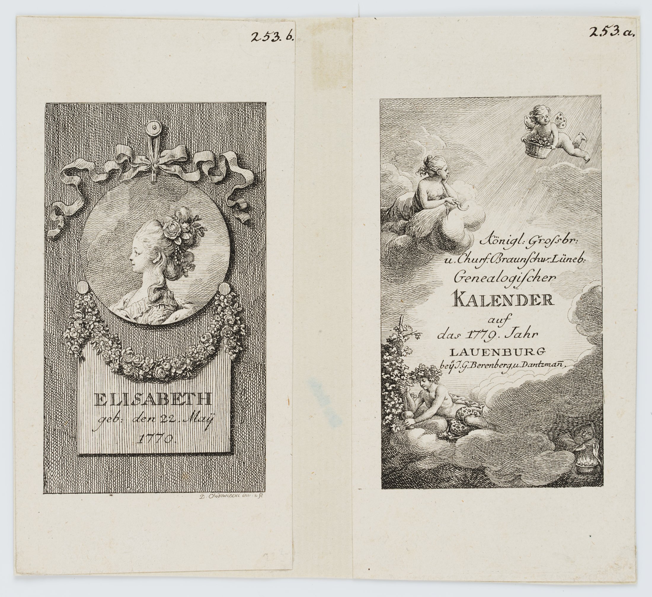 Titel und Portrait zum Lauenburger Kalender für 1779, einzeln