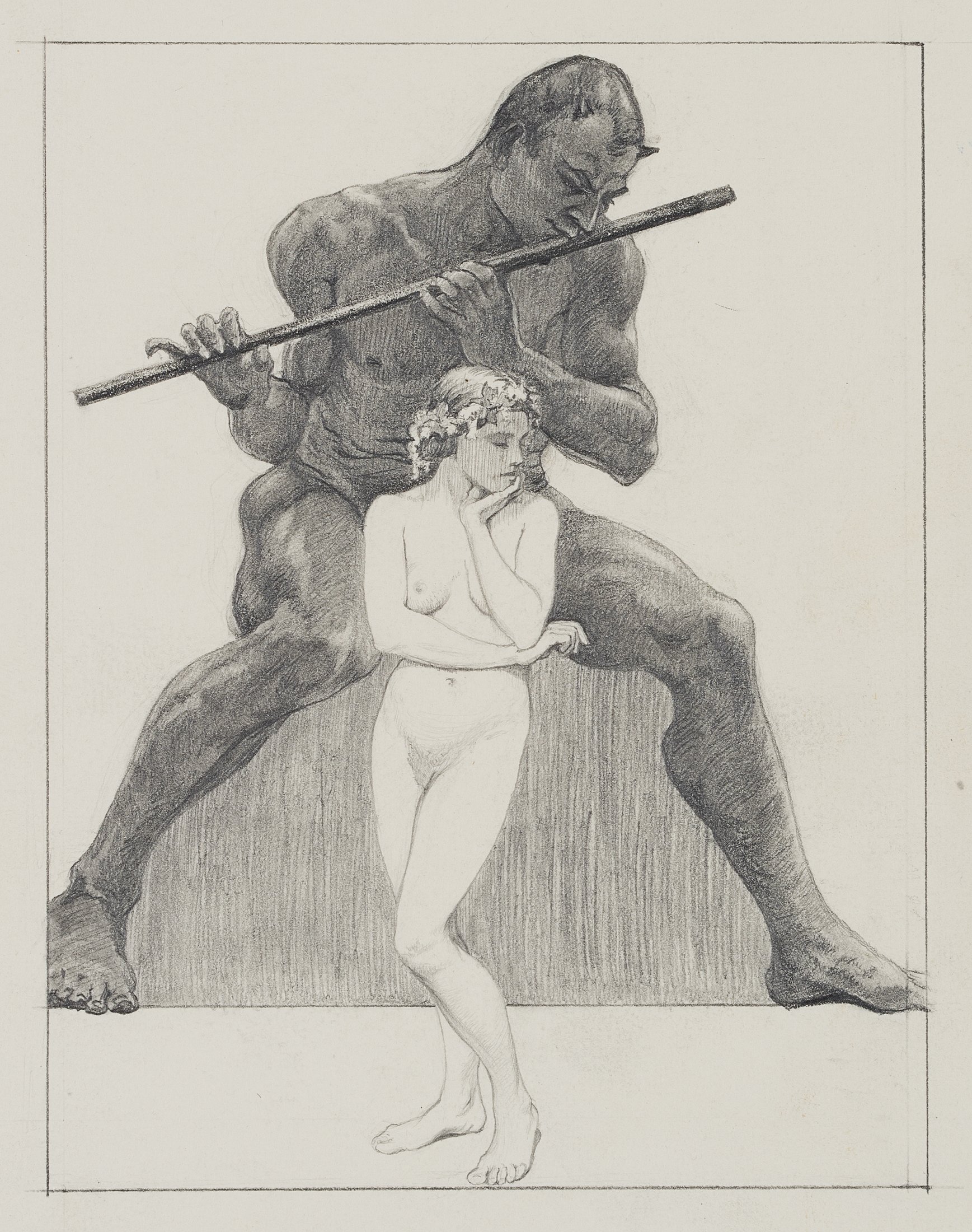 Flötender Faun und weiblicher Akt I