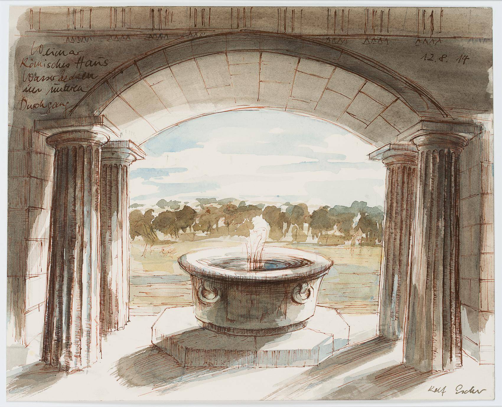 Wasserbecken im Römischen Haus im Park an der Ilm