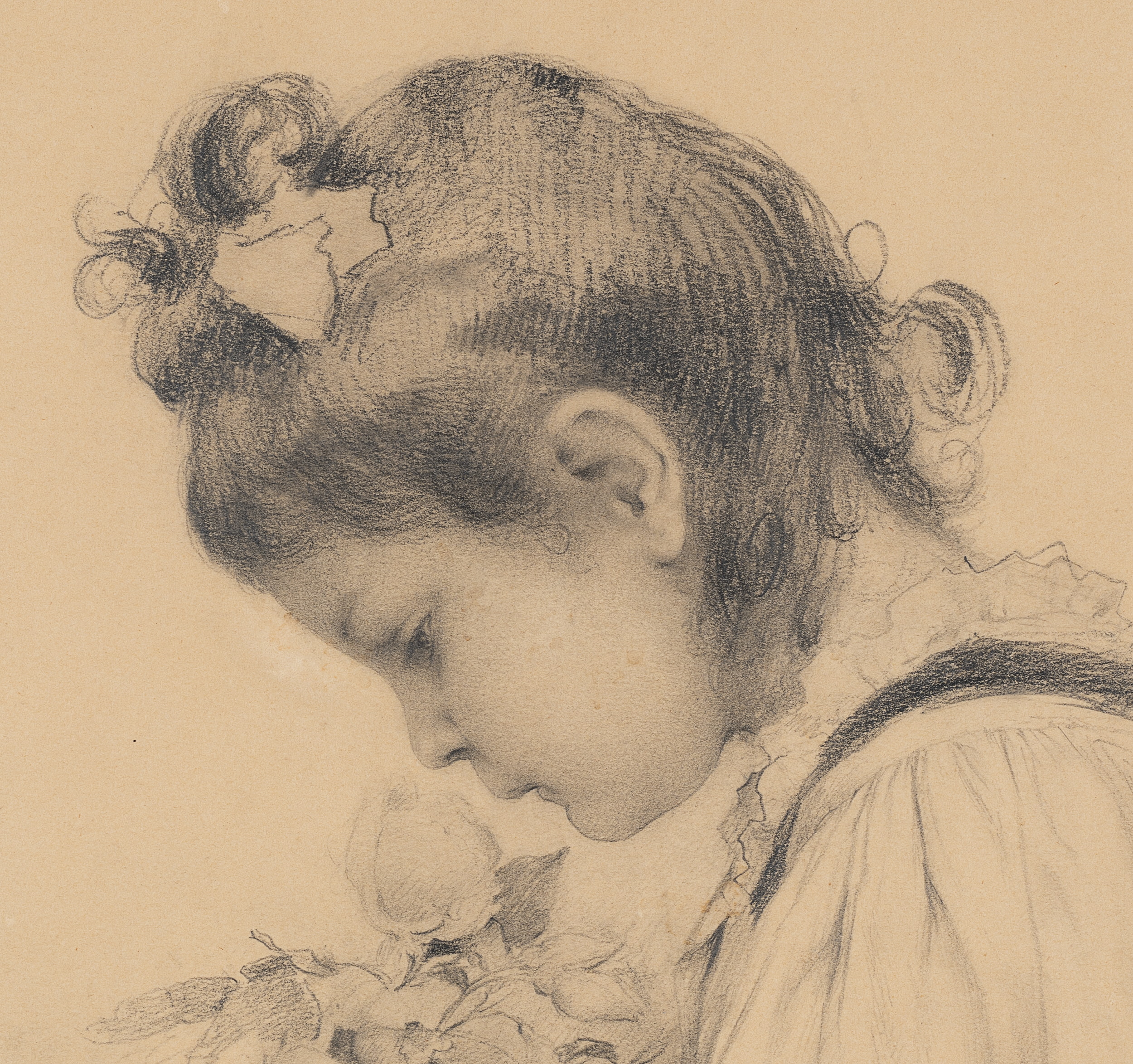 Mädchenportrait mit Rosen. Tochter des Künstlers