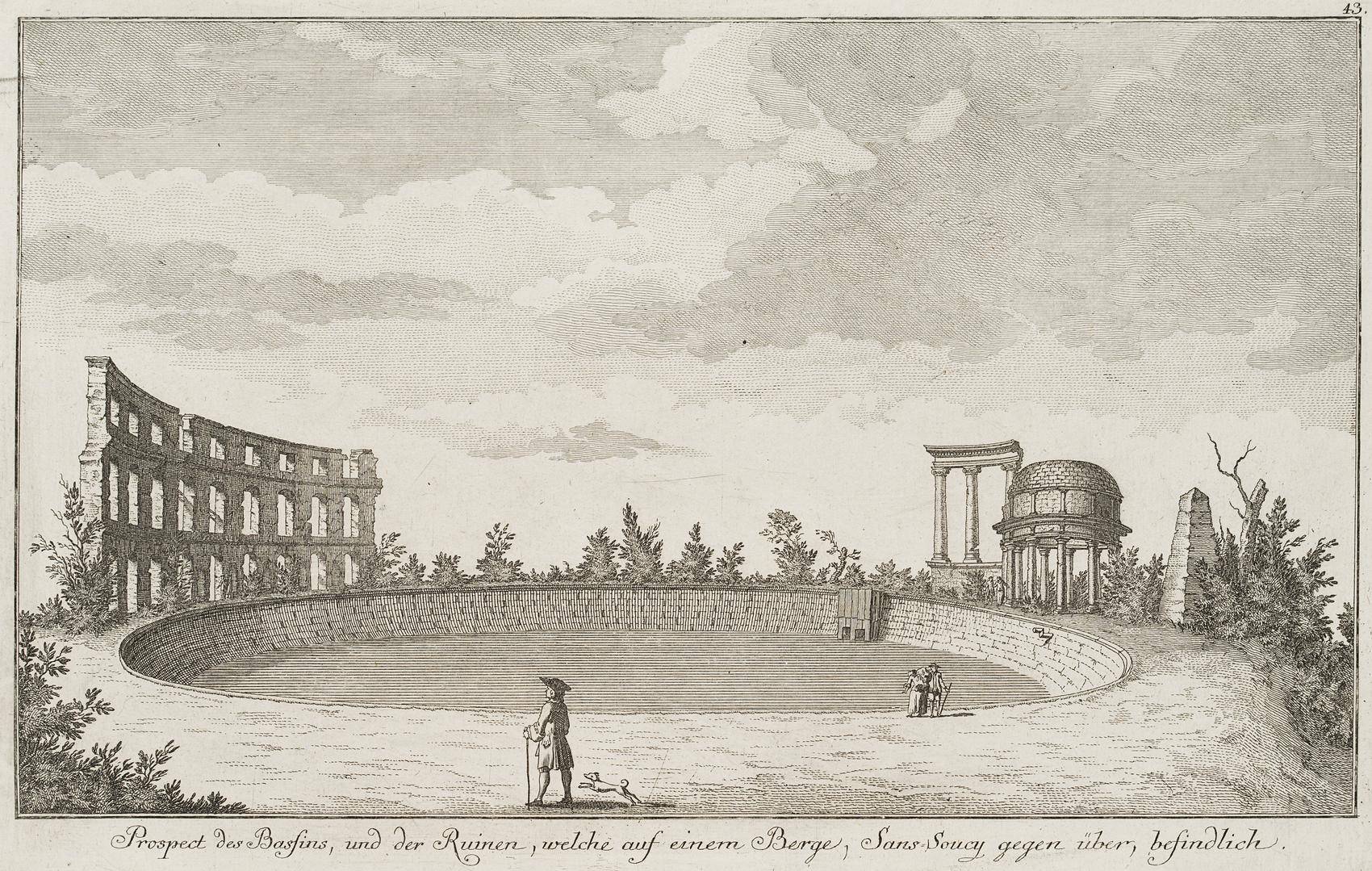 Ansicht des Ruinenbergs im Schlosspark von Sanssouci in Potsdam