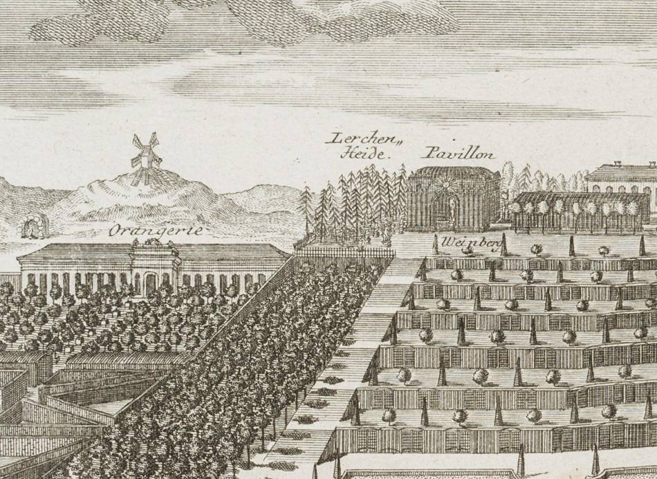 Ansicht des Lustschlosses und Gartens von Sanssouci bei Potsdam