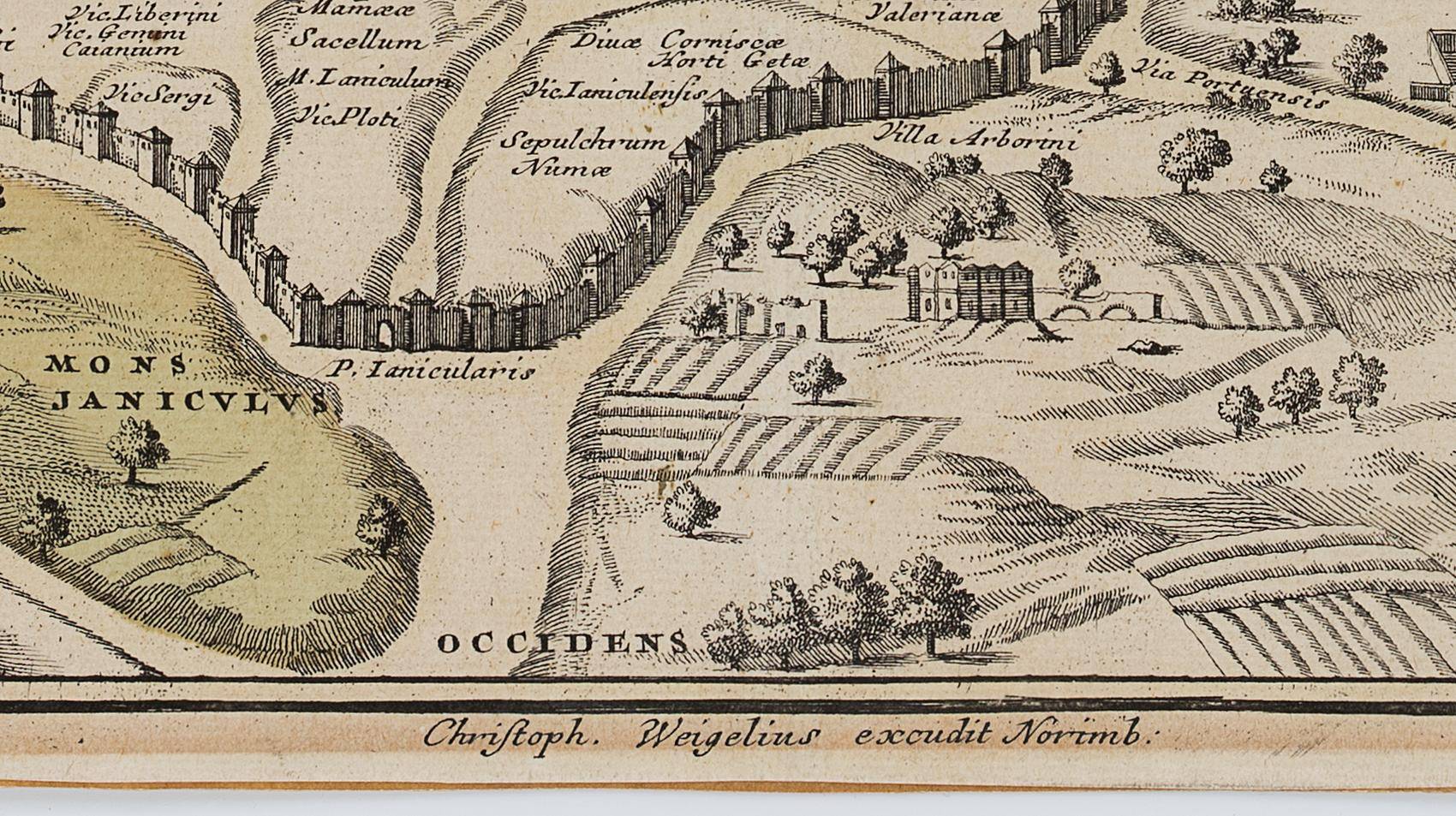 Stadtplan des antiken Rom mit seinen sieben Hügeln
