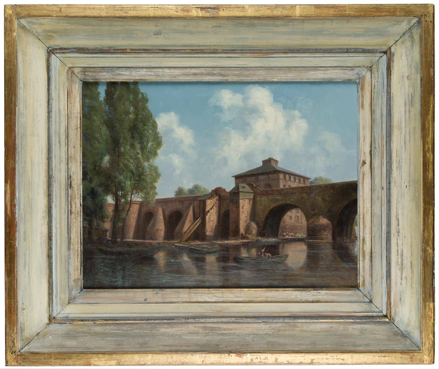 Blick auf die Alte Brücke in Frankfurt