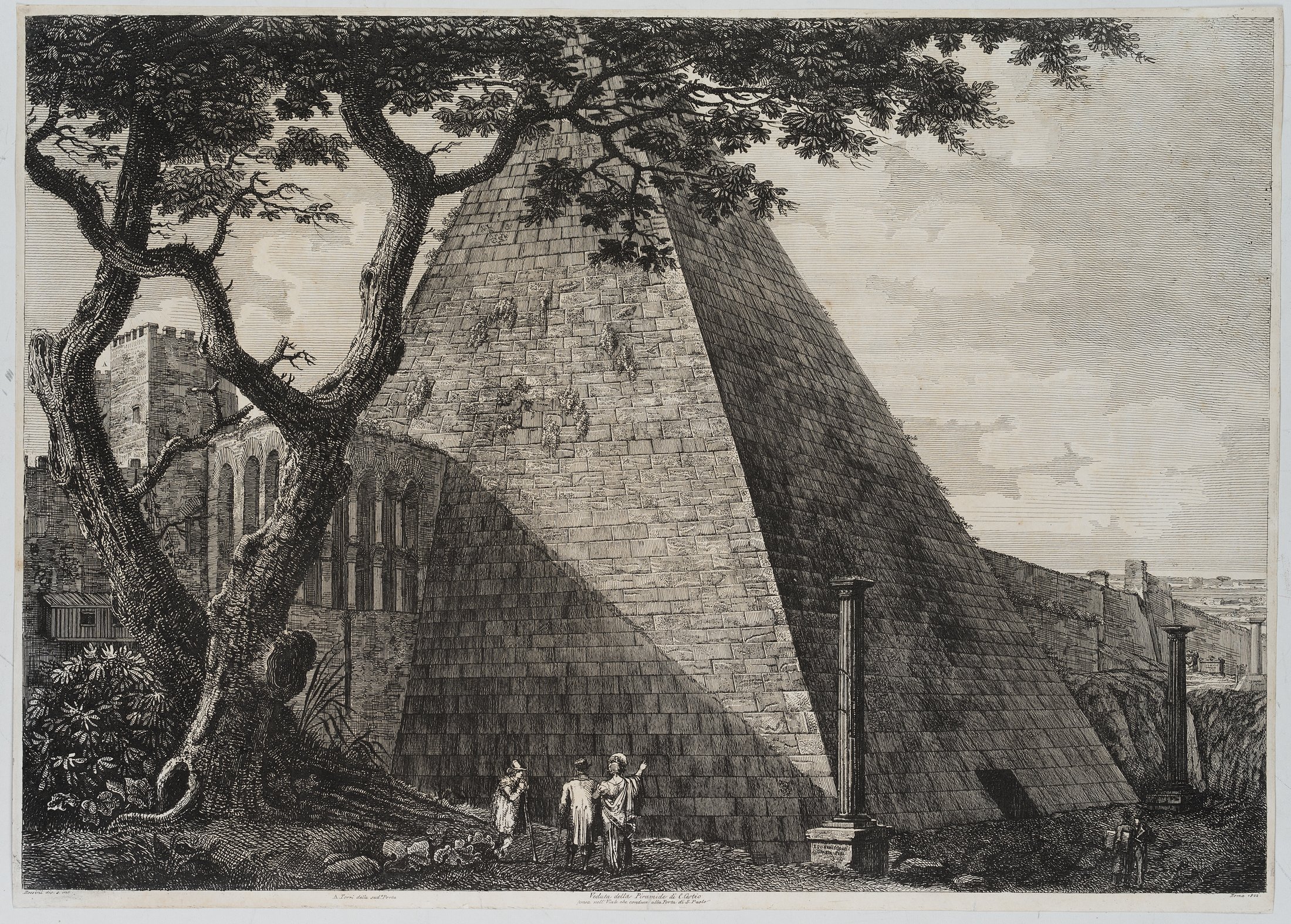 Ansicht der Cestius-Pyramide in Rom