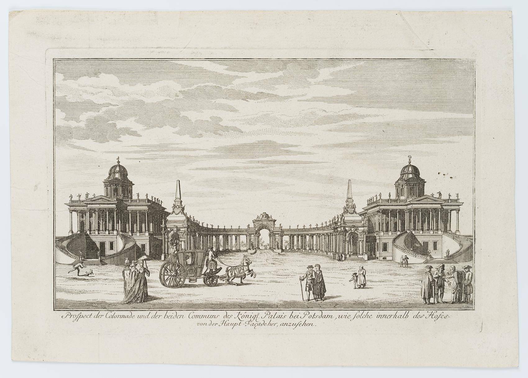 Ansicht der Kolonnaden mit Communs beim Königlichen Palais in Potsdam