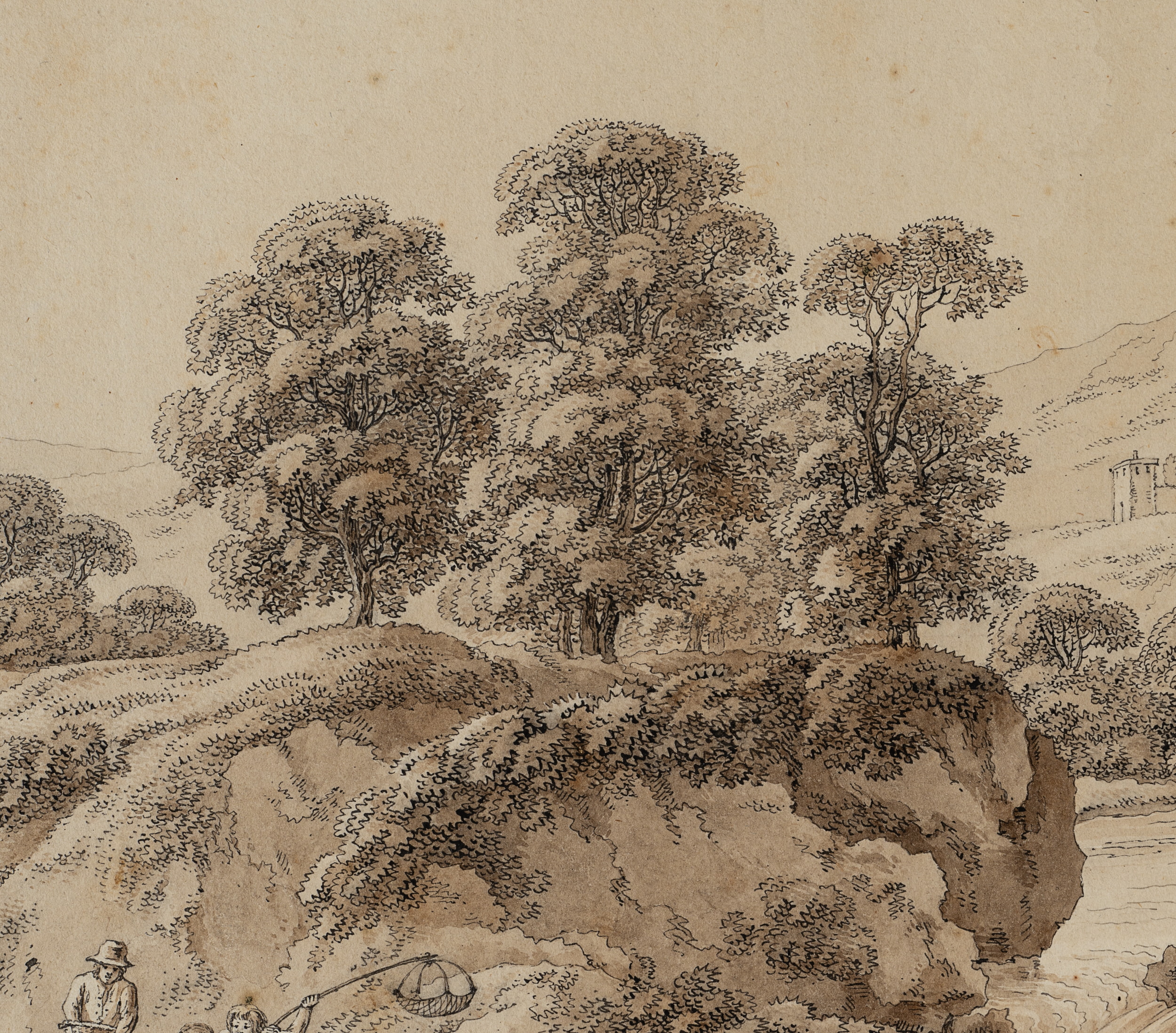 Flusslandschaft mit Fischern