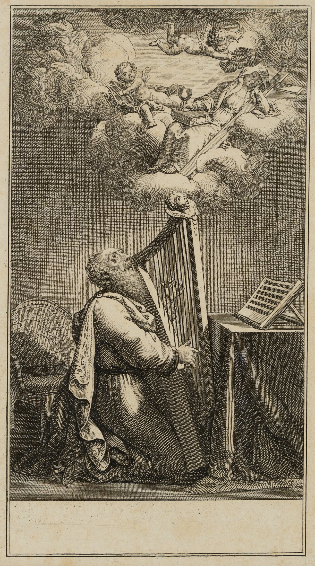 König David mit der Harfe musizierend