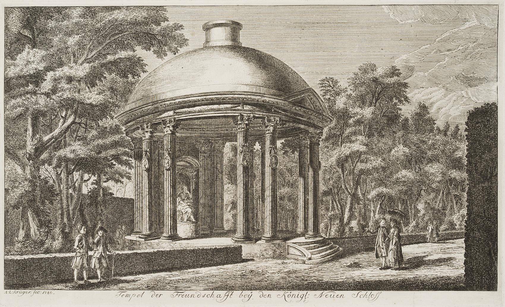 Ansicht des Freundschaftstempels im Park von Schloss Sanssouci bei Potsdam
