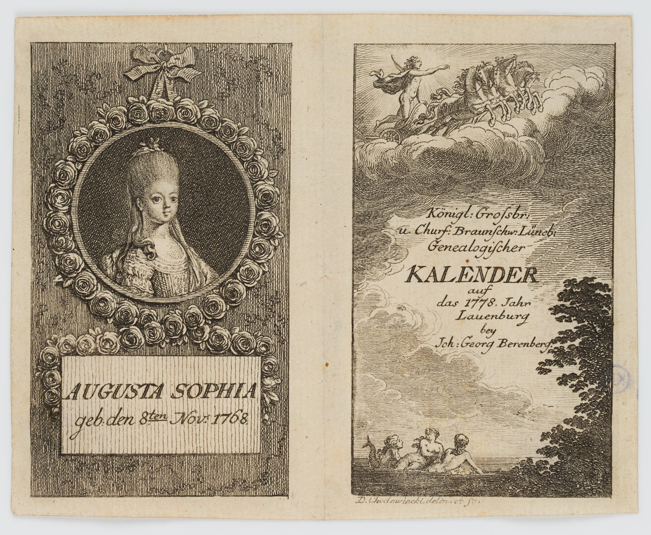 Titel und Portrait zum Lauenburger genealogischen Kalender für 1778