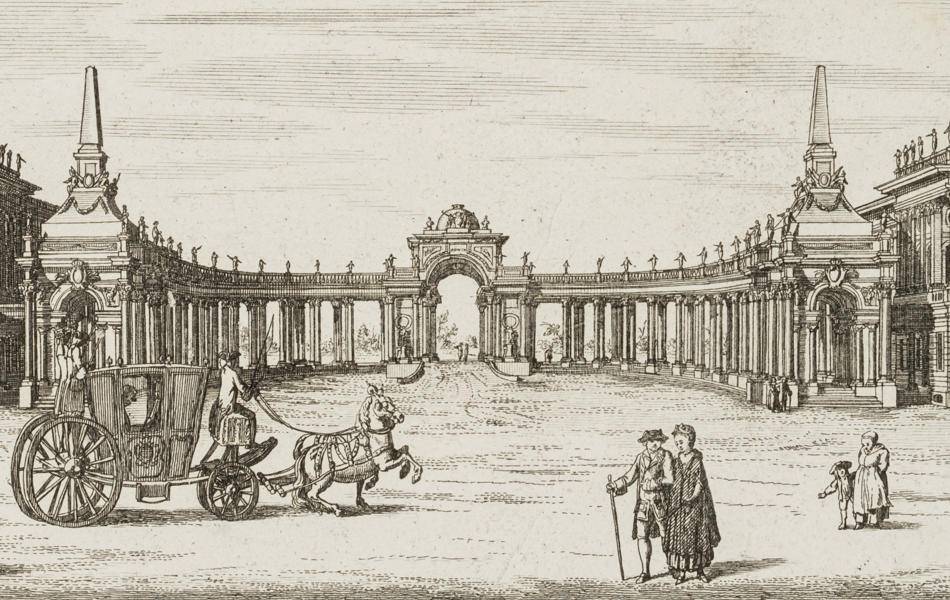 Ansicht der Kolonnaden mit Communs beim Königlichen Palais in Potsdam