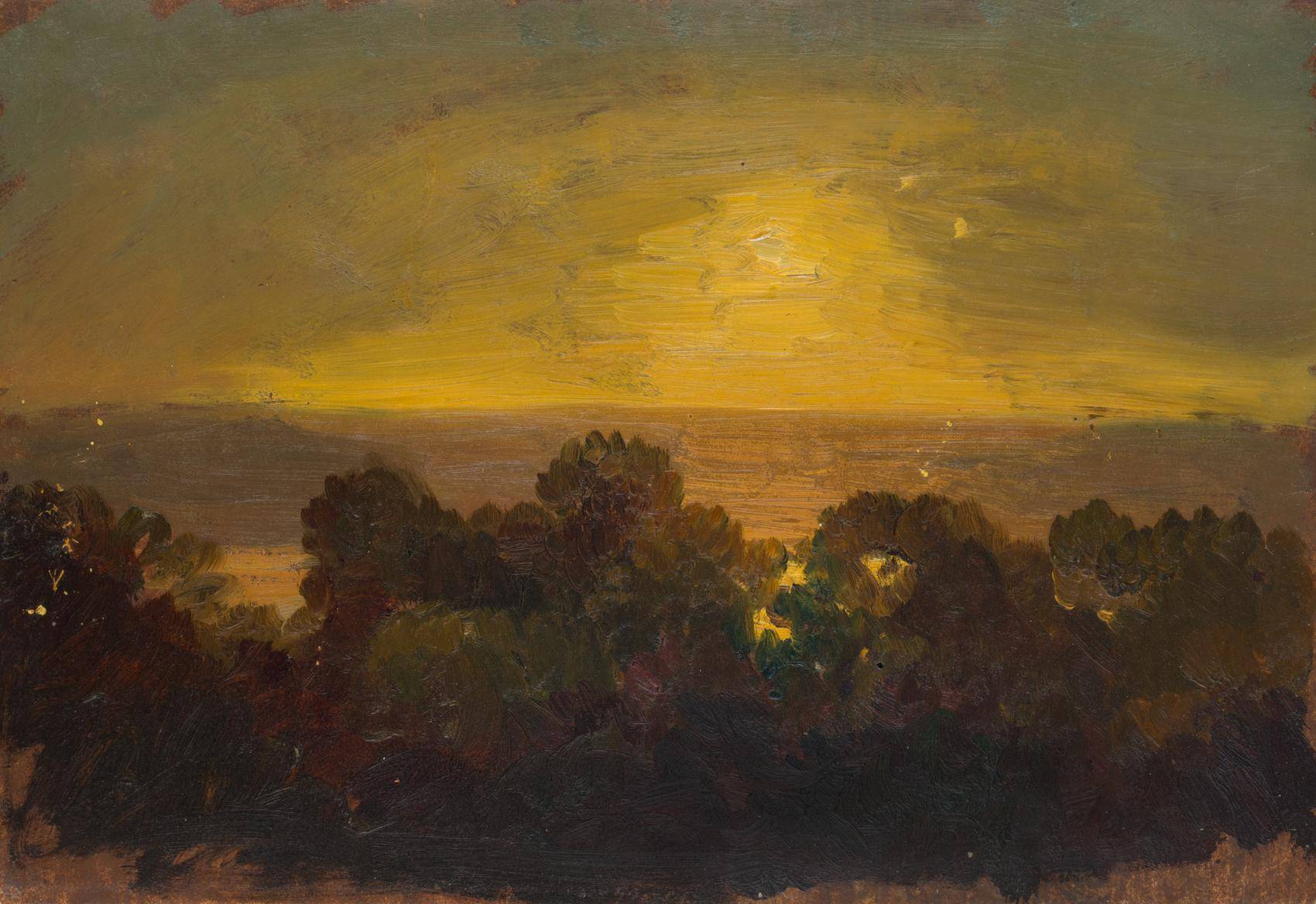 Landschaft mit tiefstehender Sonne