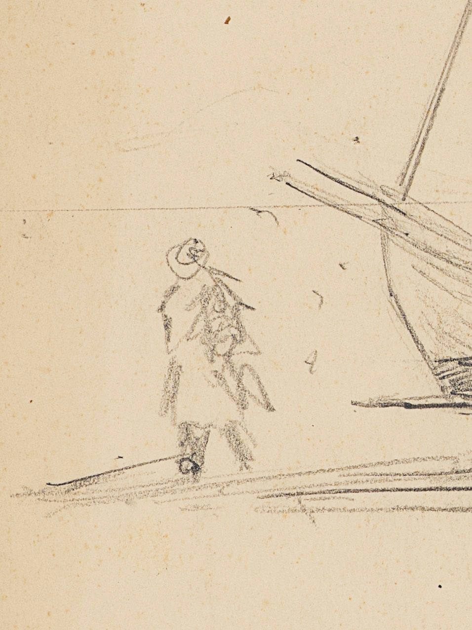 Studie einiger Segelboote mit Landschaft
