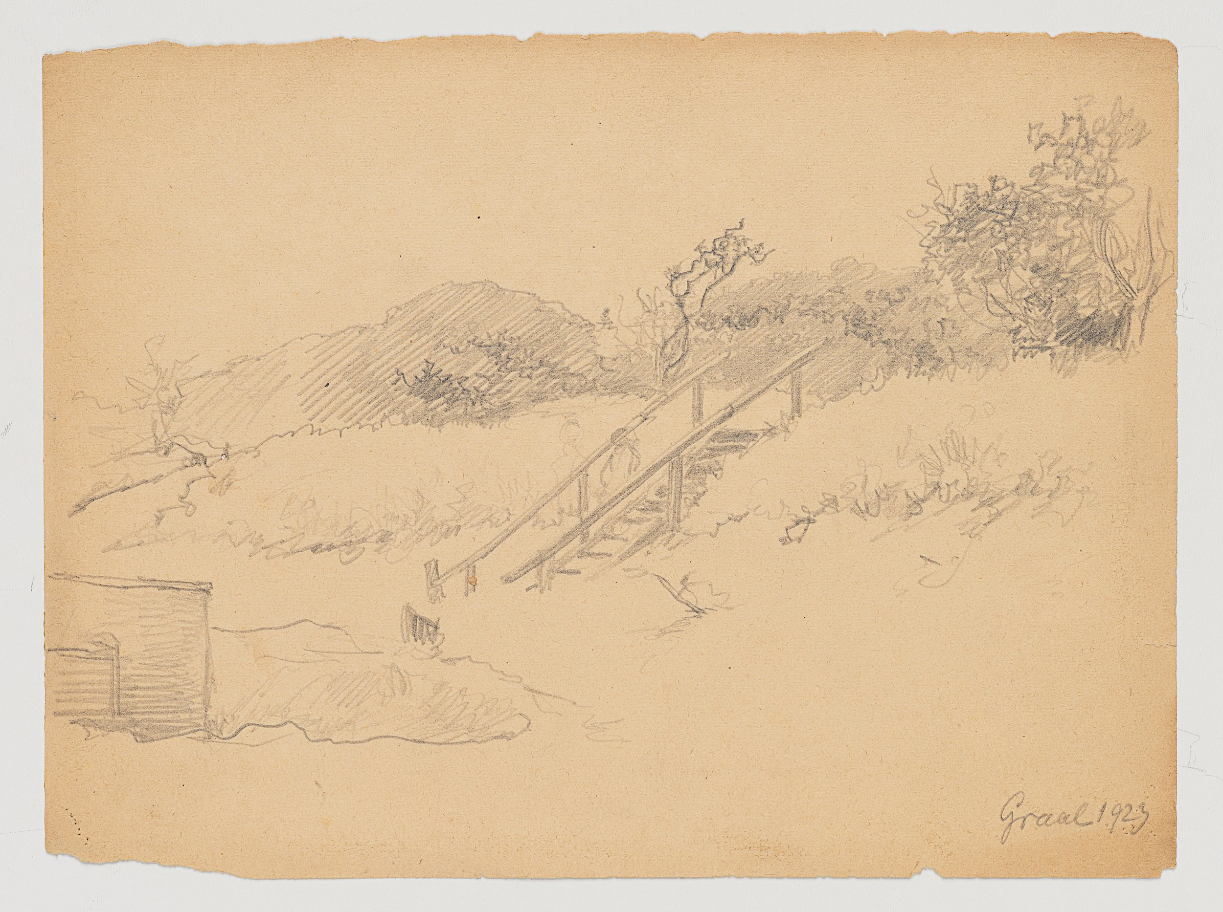 Landschaftsstudie mit Holztreppe in Graal