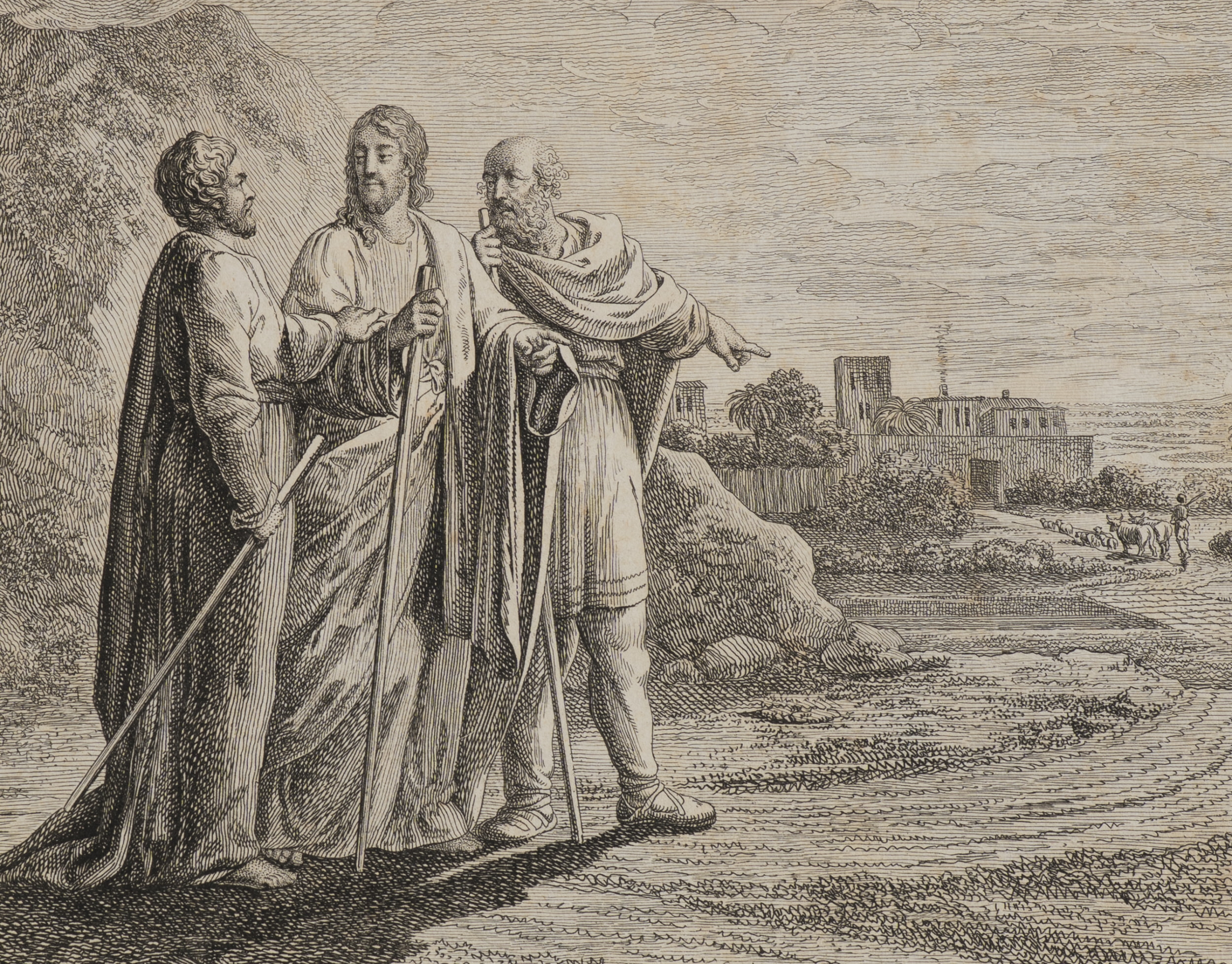 Die Jünger zu Emaus. Erstes Blatt