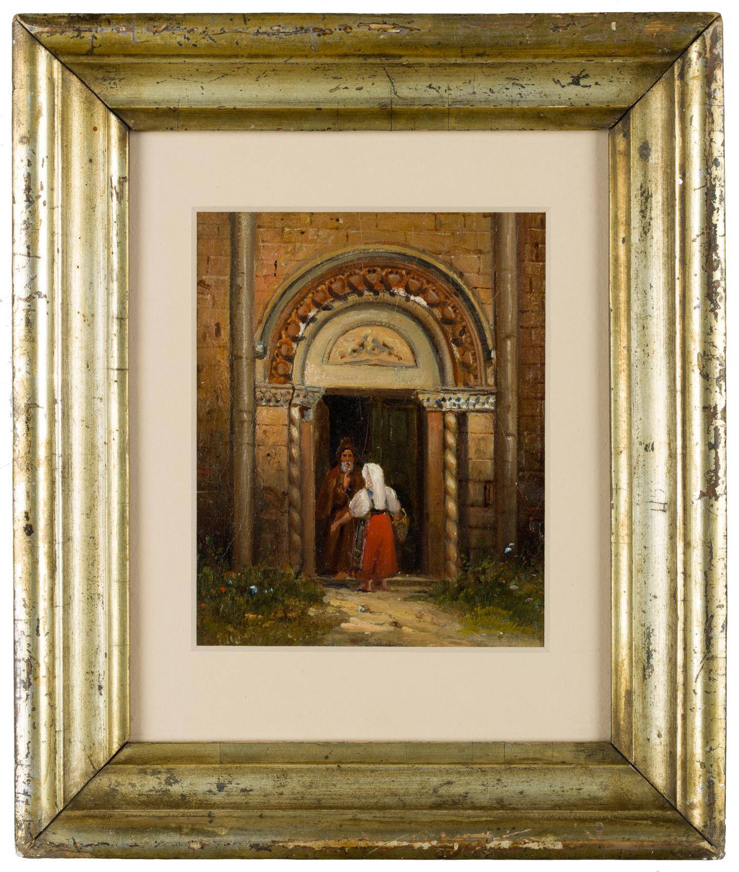 Zwiegespräch am Kirchenportal