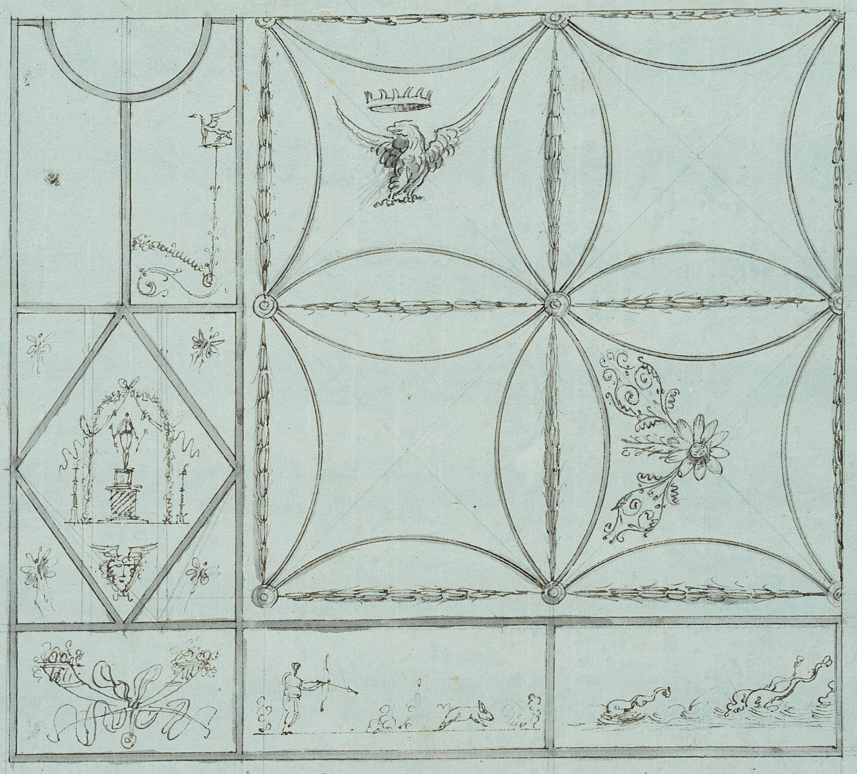 Entwurf einer Deckendekoration mit Borghese-Adler