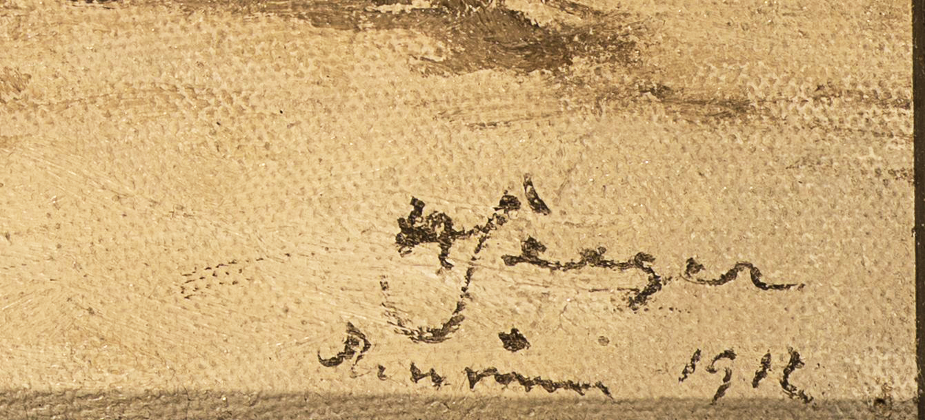 Strandszene mit Kaiserfahnen an der Nordsee
