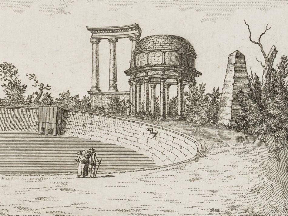 Ansicht des Ruinenbergs im Schlosspark von Sanssouci in Potsdam