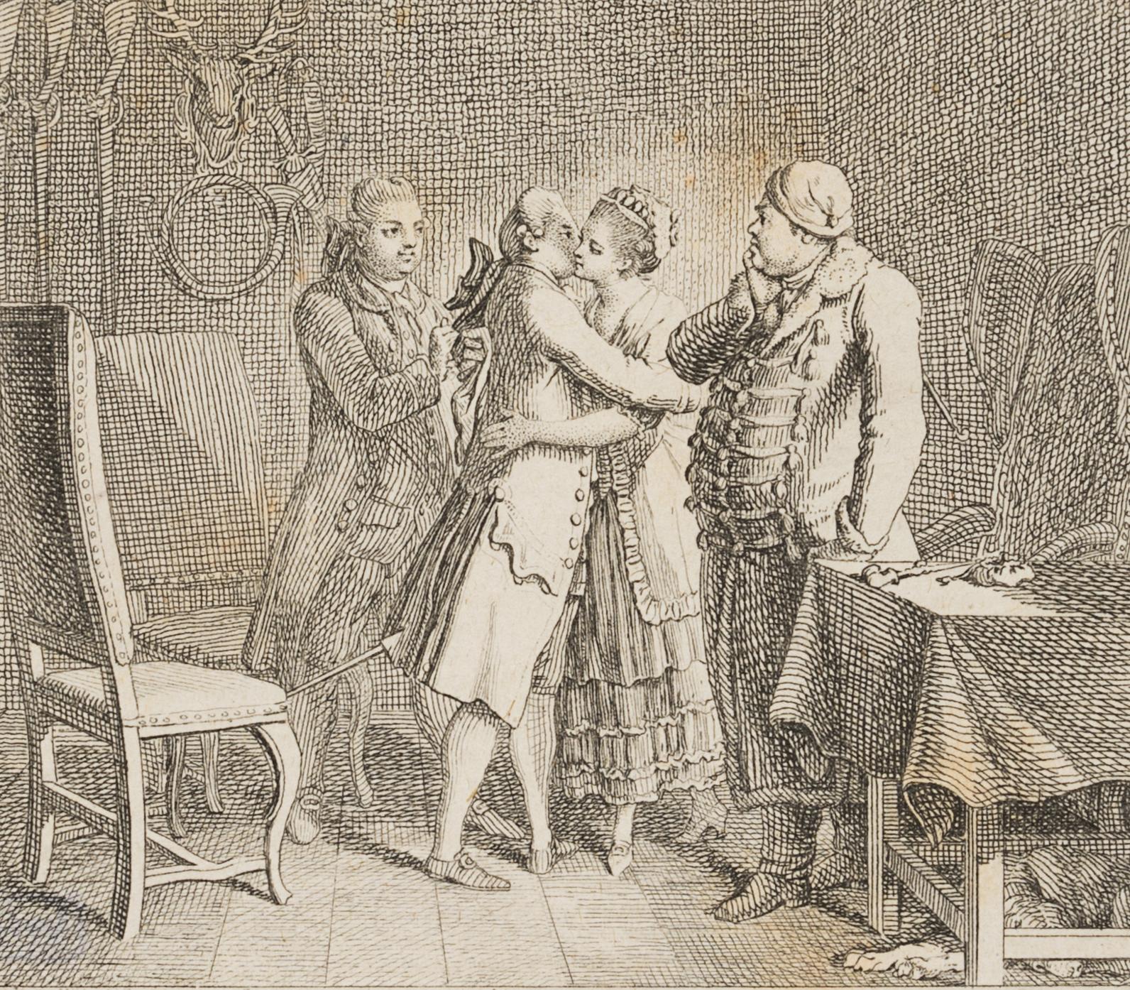 Werther umarmt Lotte im Jägershaus