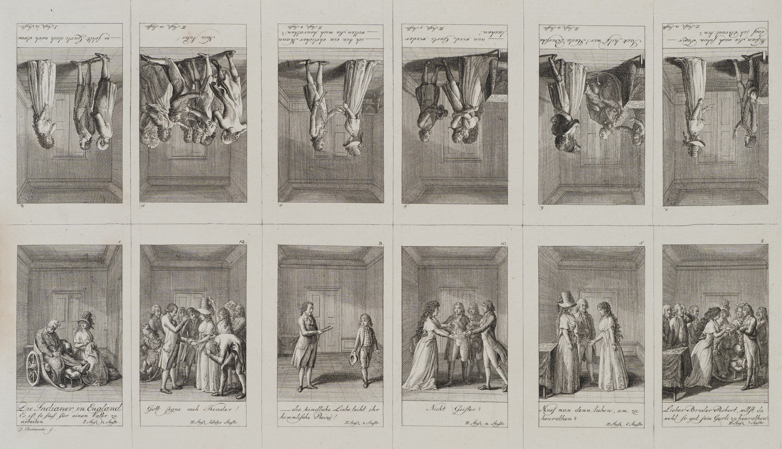 12 Blätter zu August von Kotzebue, die Indianer in England