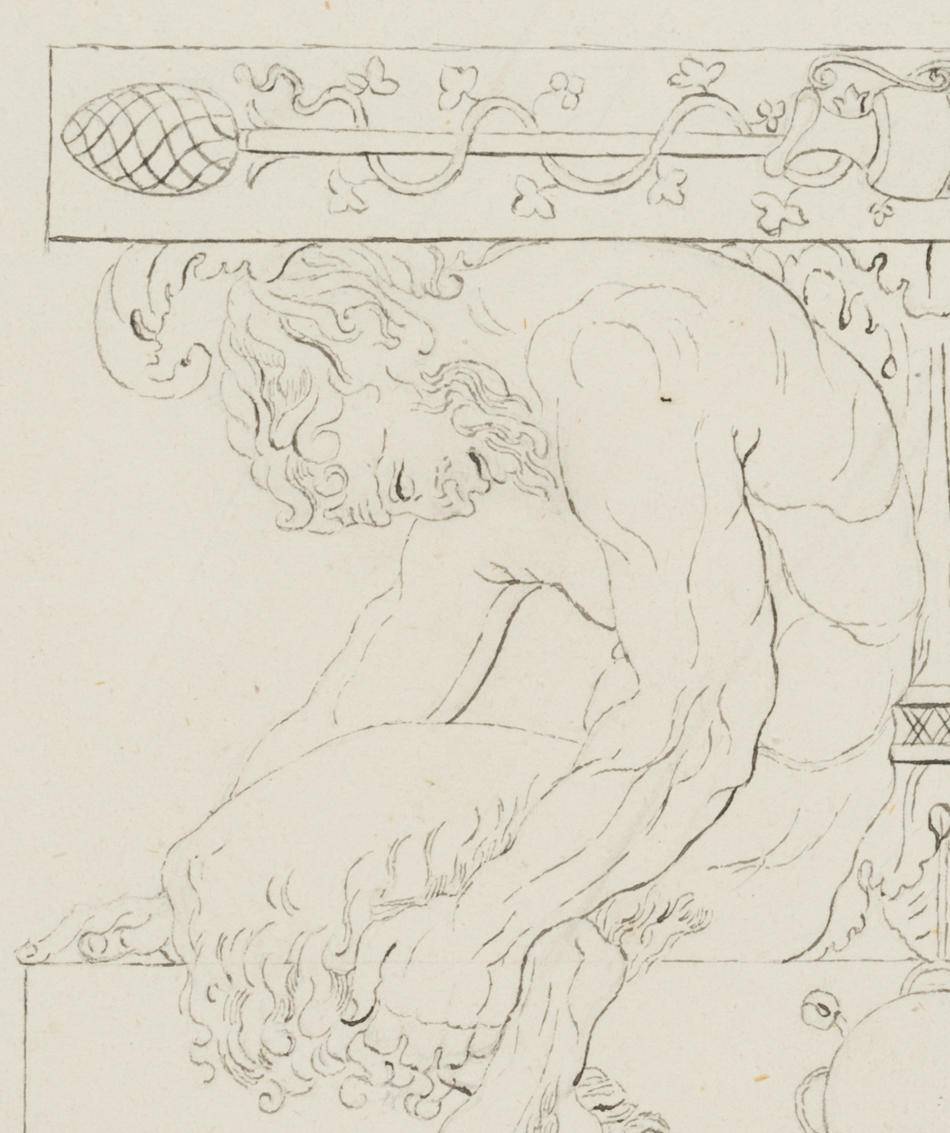 Klassizistischer Entwurf, Zwei Faune als Atlanten