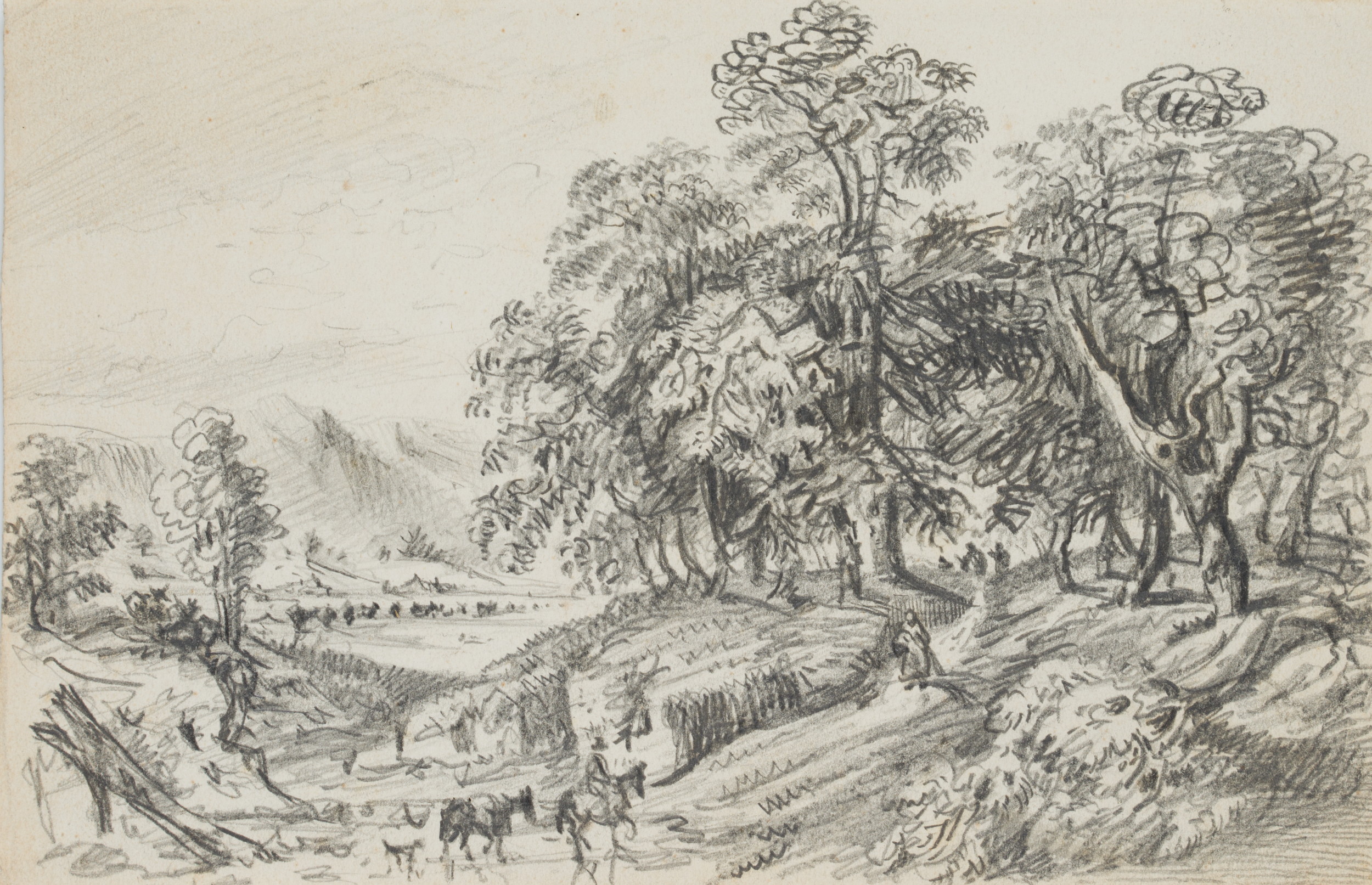 Landschaft mit belebter Landstraße
