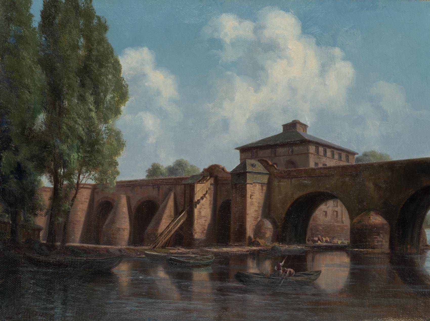 Blick auf die Alte Brücke in Frankfurt