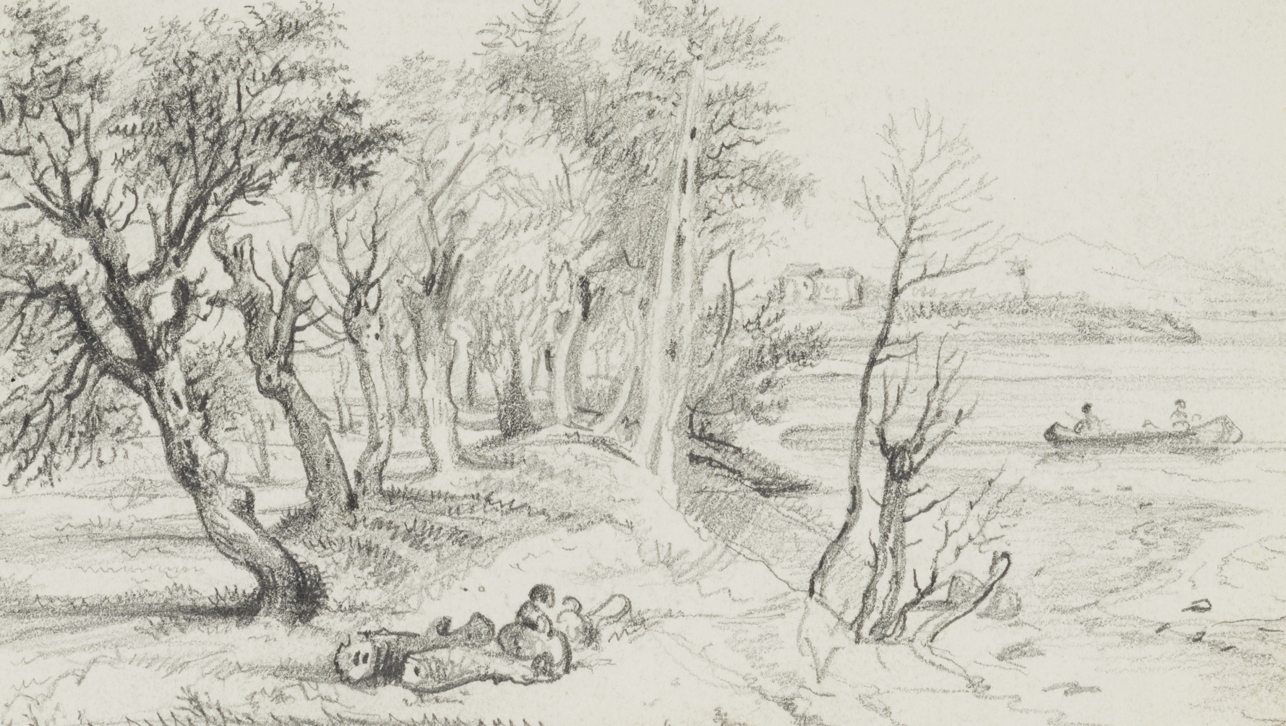 Uferlandschaft mit Weiden