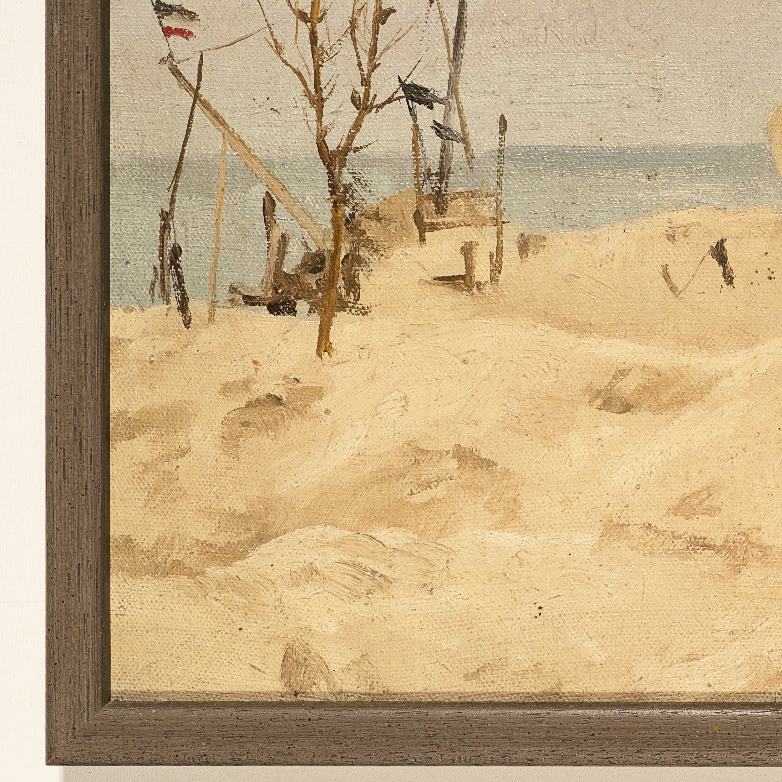 Strandszene mit Kaiserfahnen an der Nordsee
