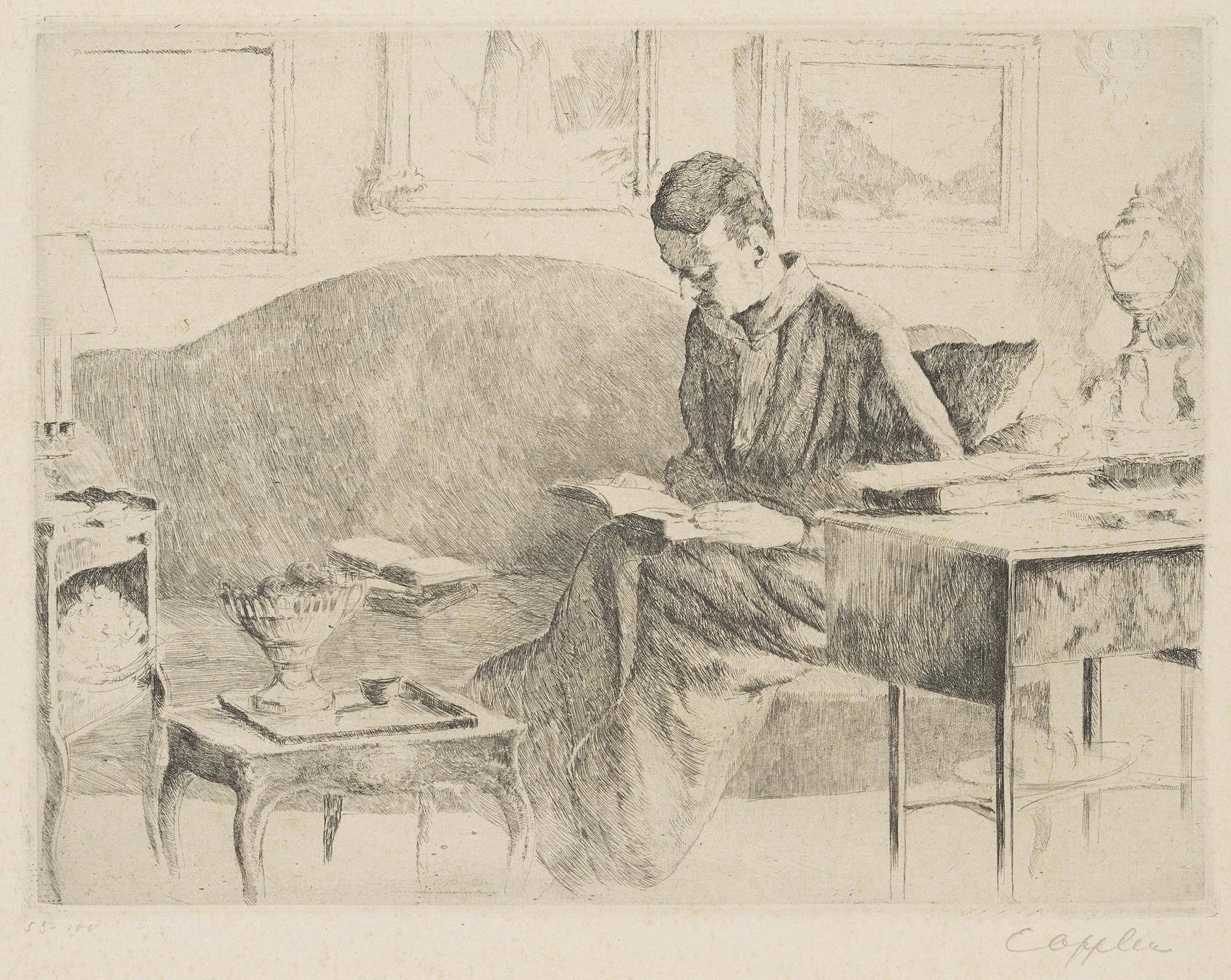 Porträt des Kunsthistorikers Charles F. Förster bei der Lektüre